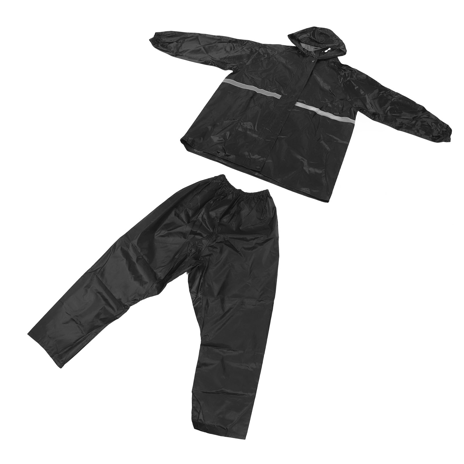 Wasserdichtes Set Bestehend Aus Regenhose Und Langer Jacke, Einlagiges Oxford-gewebe, Schwarz, Xl, Für Outdoor-aktivitäten, Service Und Reisen.