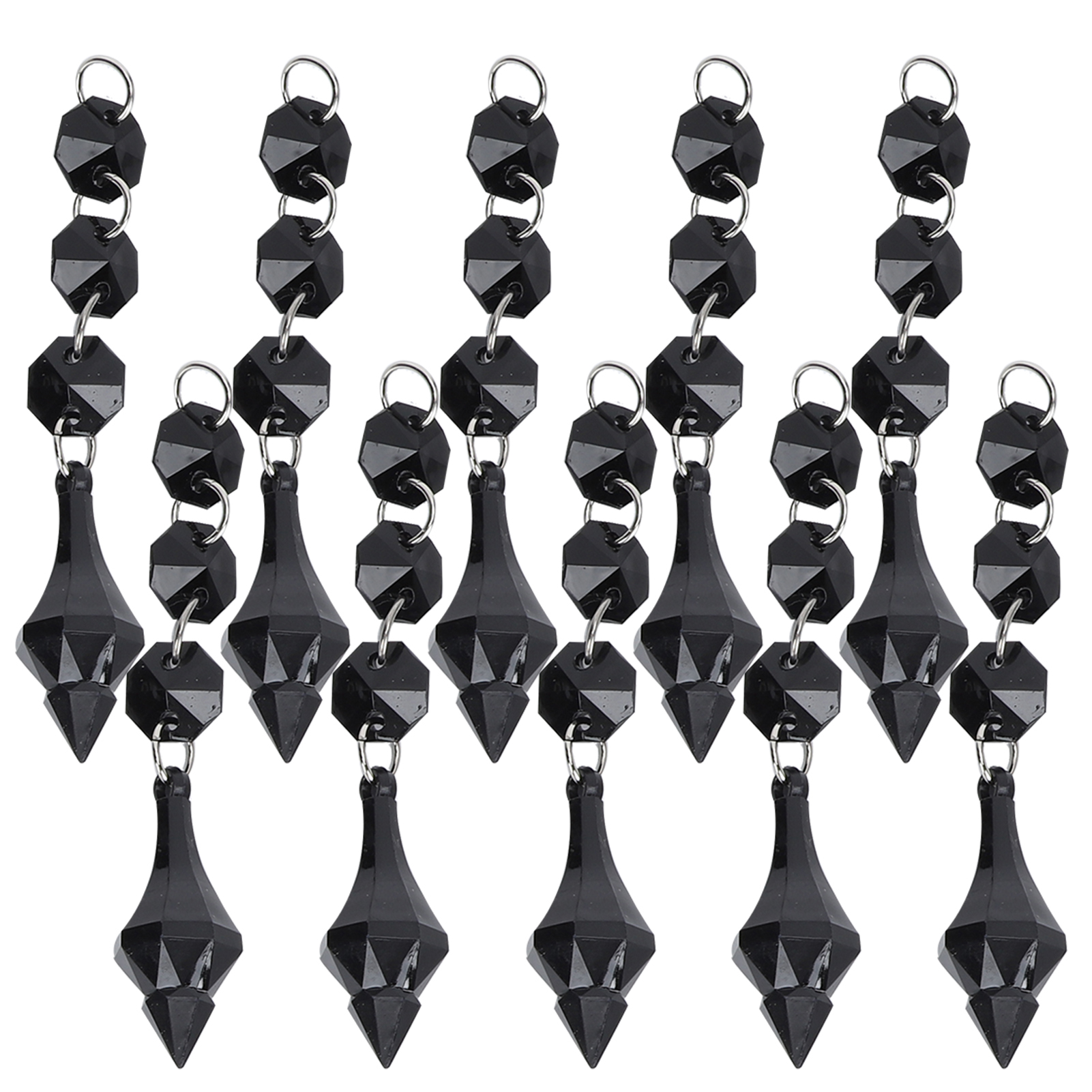10 Spitz Zulaufende Acryl-kristallperlen, Unregelmäßige Form, Diy-dekoration Für Lampen, Anhänger, Schwarz, 10er-packung