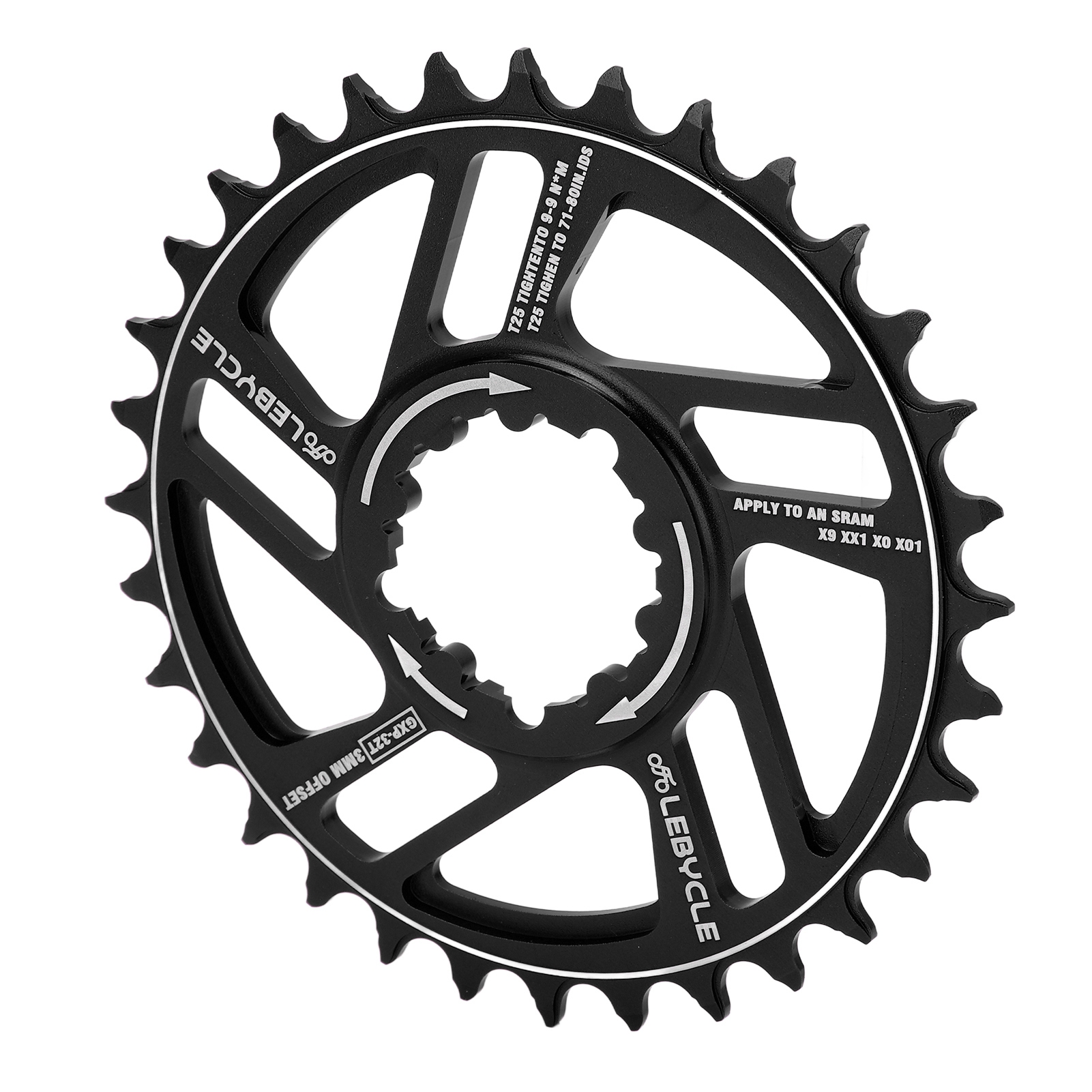 Lebycle Mountainbike, 32t Kettenblatt, Direct Mount, Gxp Aluminiumlegierung, 3 Mm Offset, Schwarz
