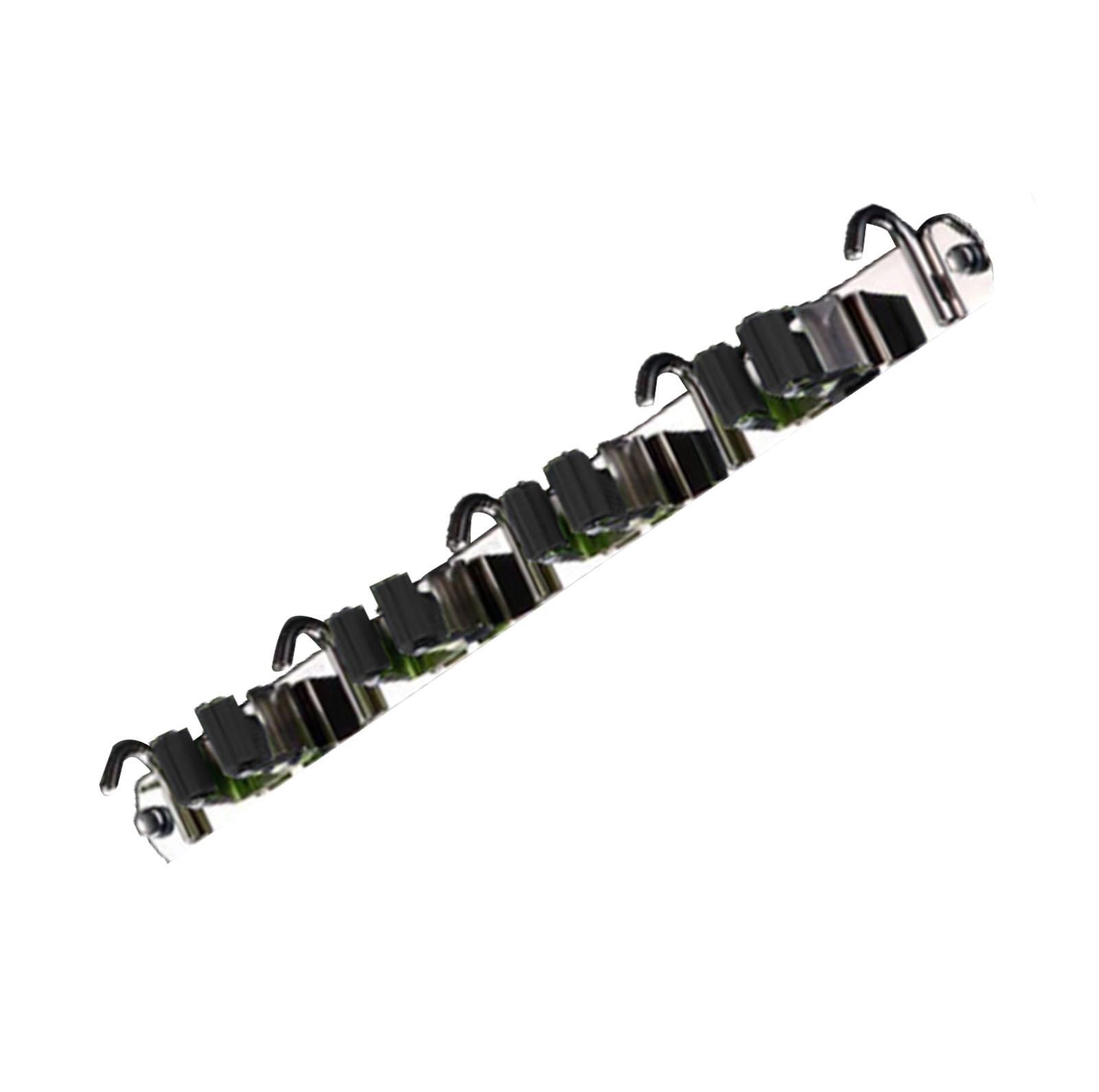 Wandmontiertes Set Ohne Bohren, Bestehend Aus 4 Clips Und 5 Haken Aus Schwarzem Edelstahl Für Besen Und Mopp