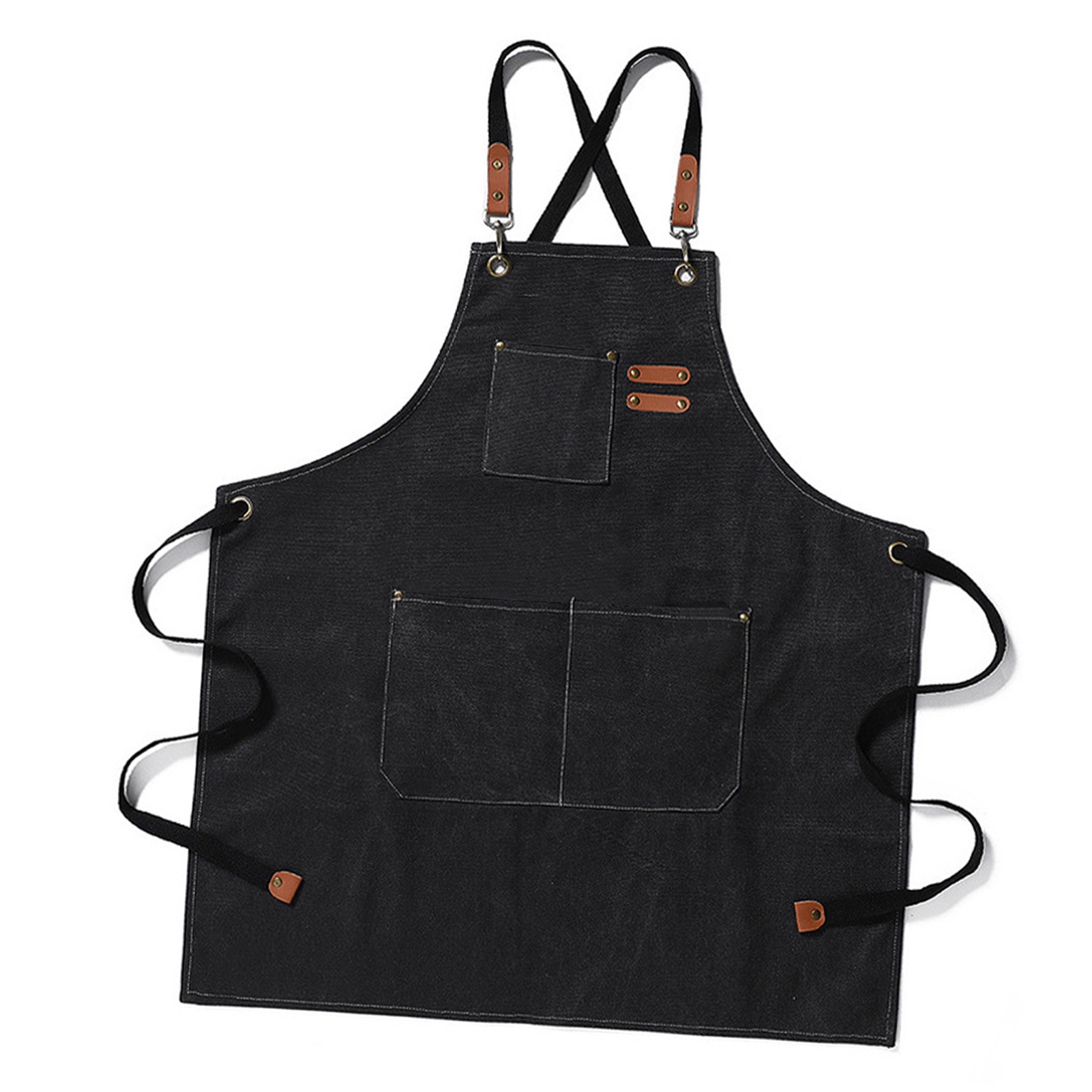Verstellbare, Dicke, Wasserdichte, Atmungsaktive Unisex-arbeitsschürze Zum Kochen, Grillen Und Gärtnern, Schwarz, Mit Taschen
