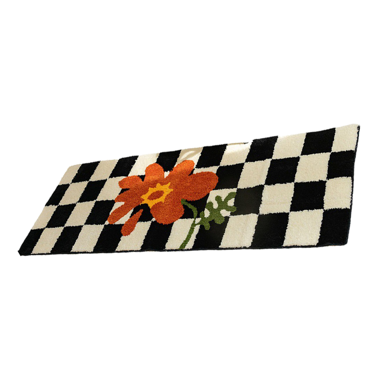 Läuferteppich Im Schwarz-weißen Karomuster, Vintage-stil, Saugfähig Und Fleckenabweisend, Rutschfest, Für Den Kücheneingang, 40 X 120 Cm