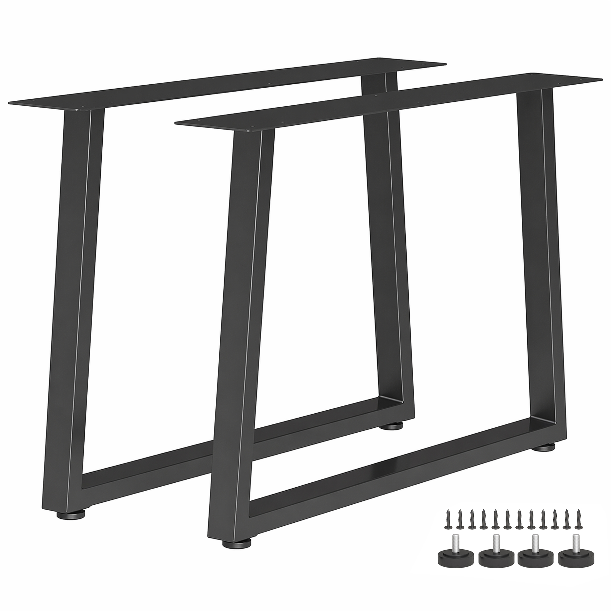 Set Mit 2 Trapezförmigen Stahlbeinen Mit 12 Löchern Und 12 Schrauben, Tragkraft 75 Kg, Für Bänke Und Couchtische, Schwarz