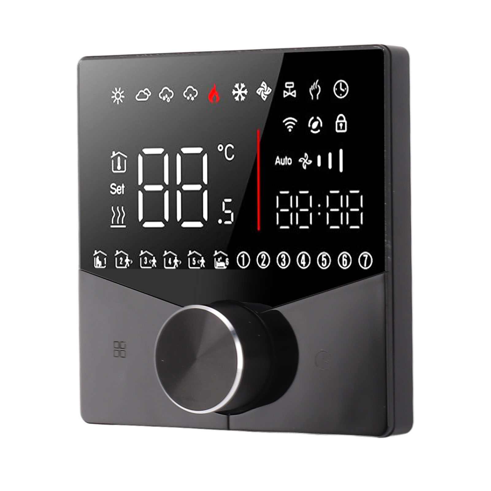 Intelligenter Thermostatknopf Mit Digitalem Lcd-farbdisplay Für Sauna-fußbodenheizungssysteme, Schwarz
