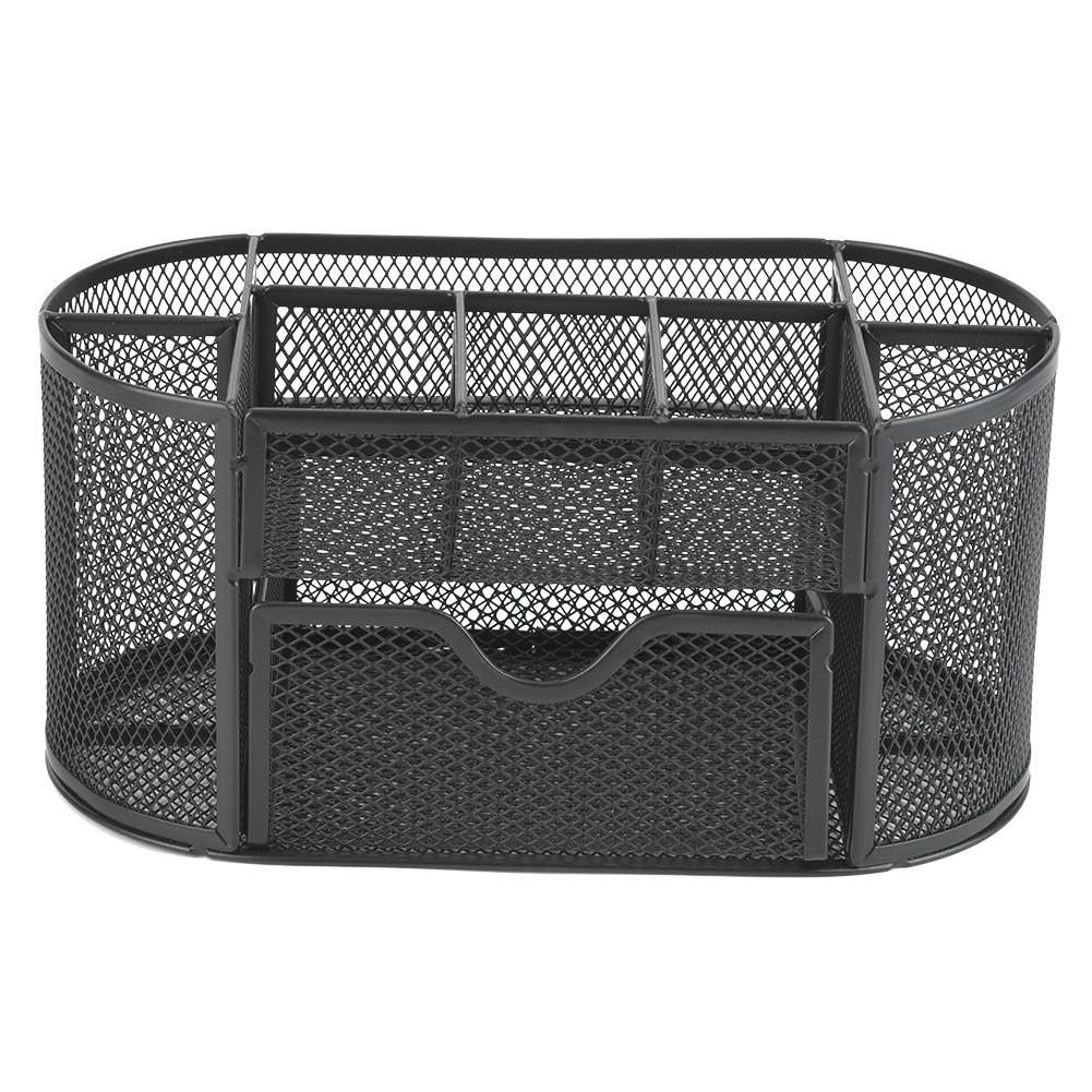 Set Mit 2 Ovalen Schreibtisch-organizer-taschen Aus Metallgewebe, Schwarzen Stifthaltern, Zubehör