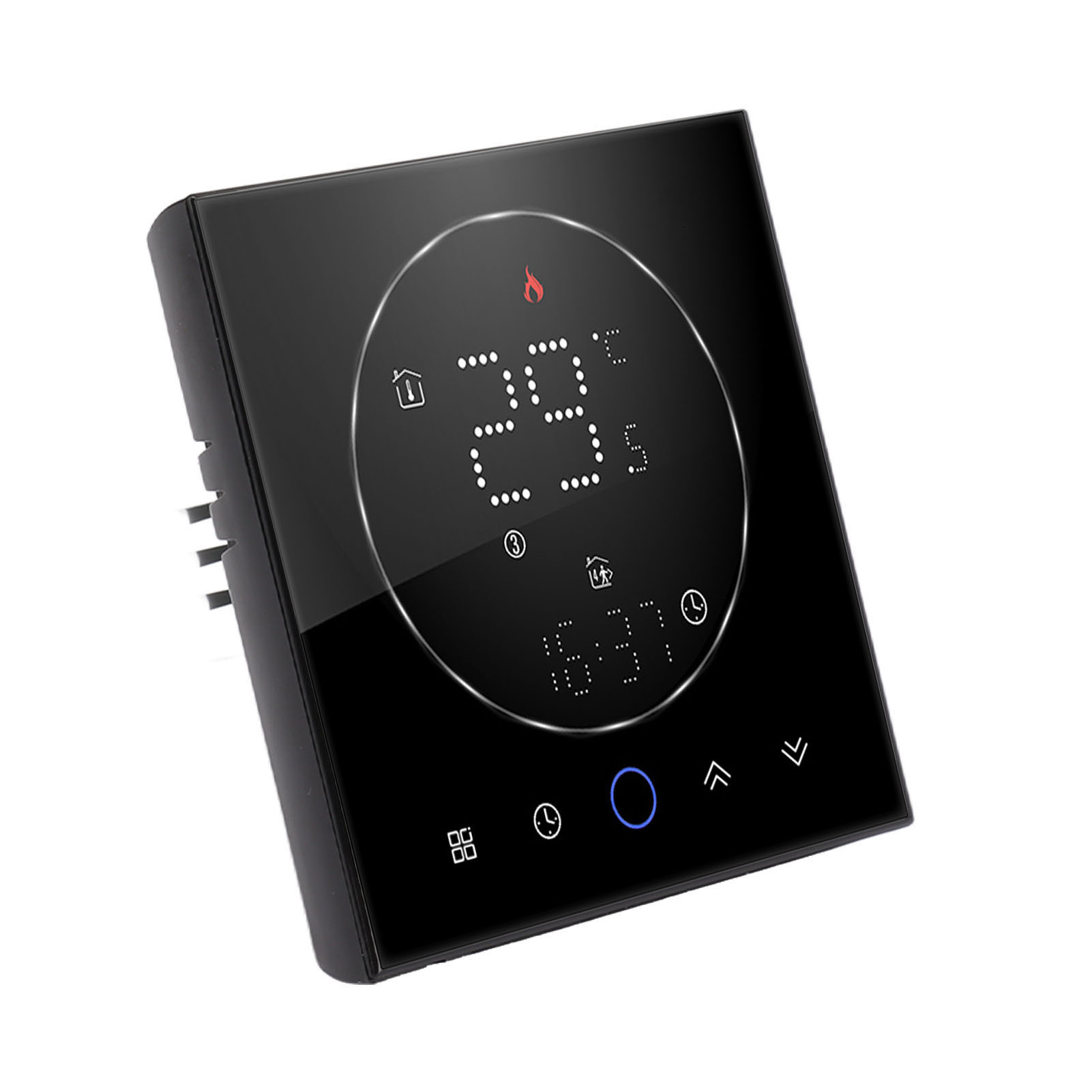 Kabelloser Smart-thermostat Für Zuhause, Präzise Programmierbar, Wandmontage Für Heizkessel, Ac 95–240 V, Schwarzes Quadrat