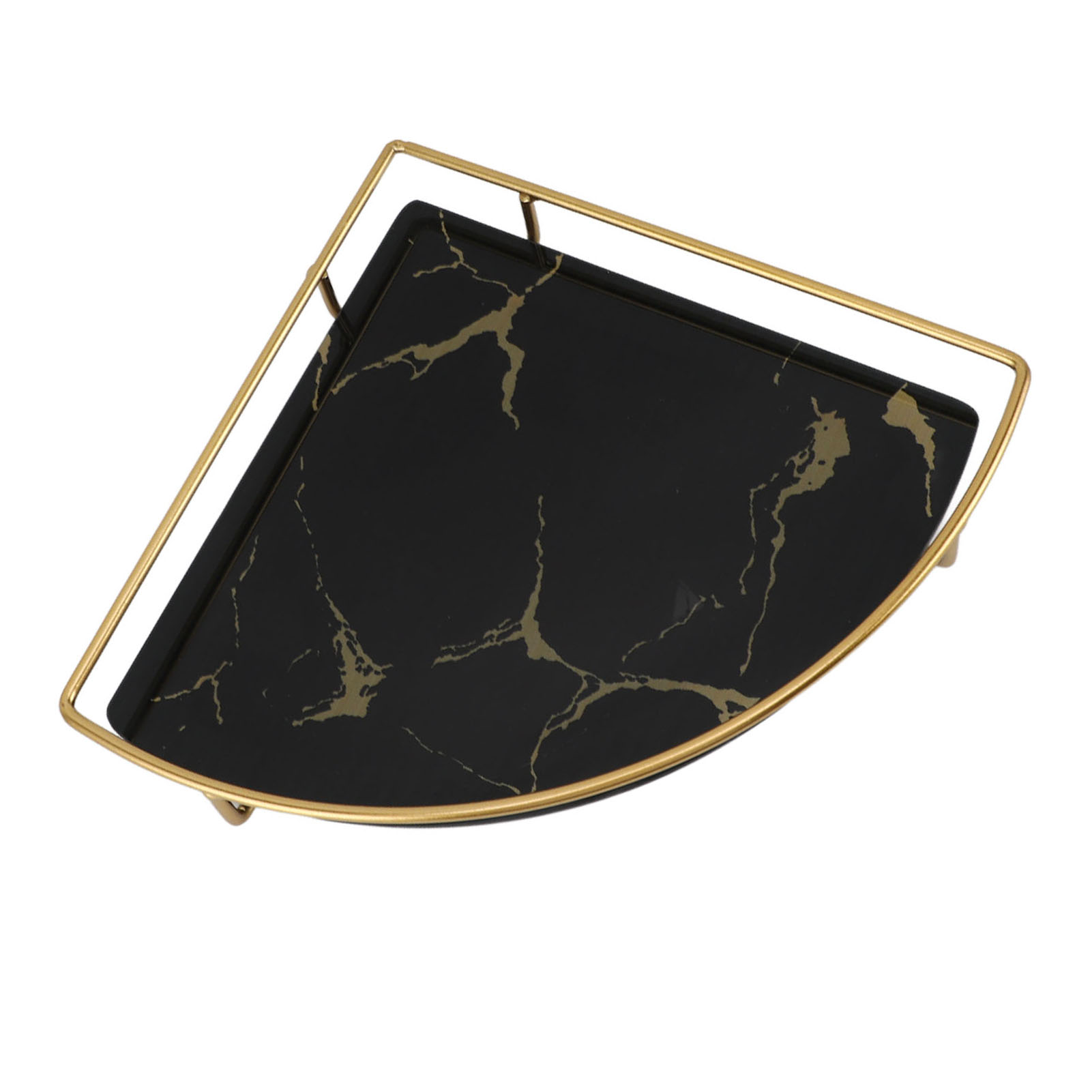 Strukturiertes, Goldfarbenes Badezimmertablett, Luxuriöser Dreieckiger Organizer Für Seife, Handtuch, Papier, Schmuck Und Make-up, Schwarz.