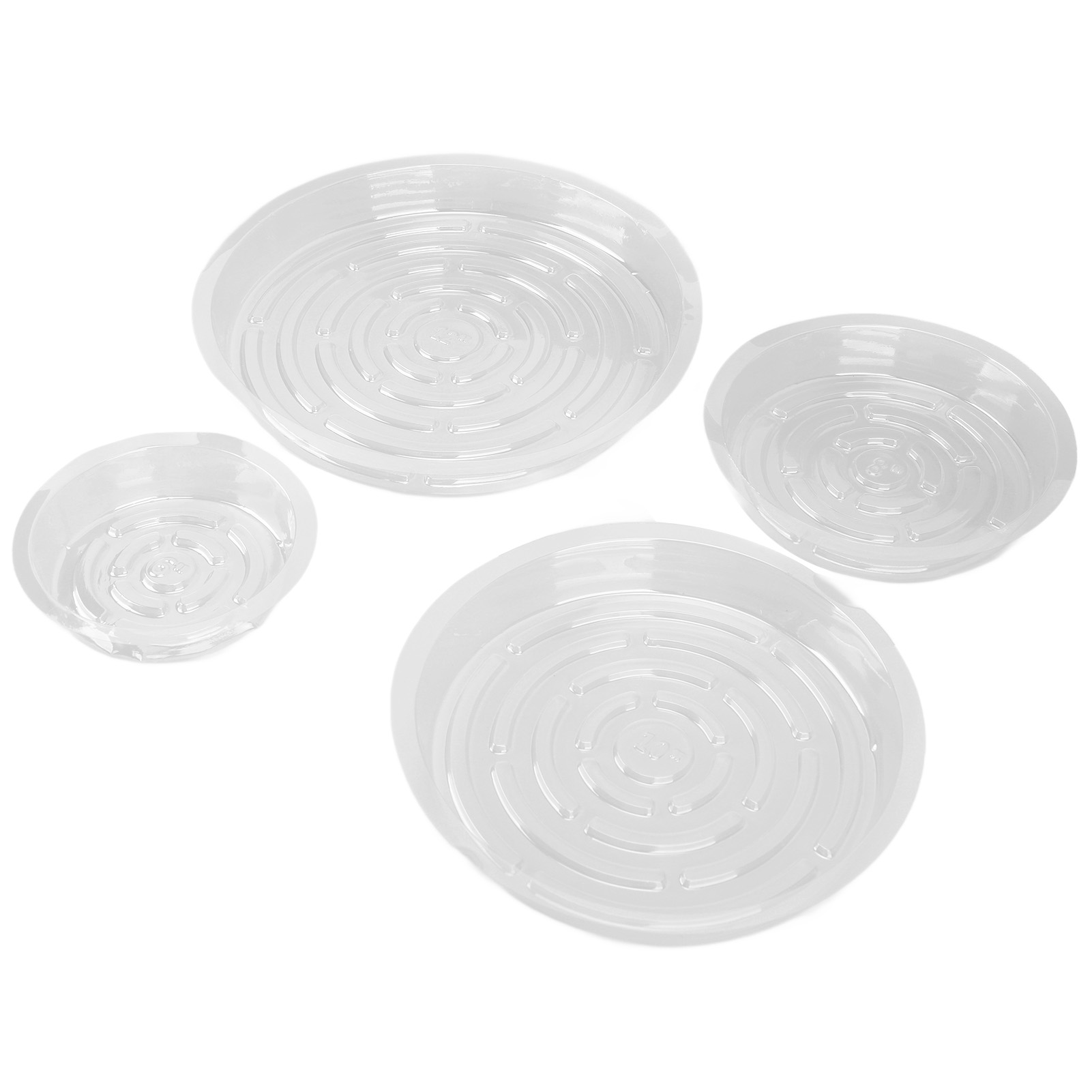 Set Mit 20 Robusten, Transparenten Untersetzern Aus Kunststoff, Durchmesser 15/20/25/30 Cm, Bewässerungsbehälter Für Blumentöpfe Im Innen- Und Außenbereich