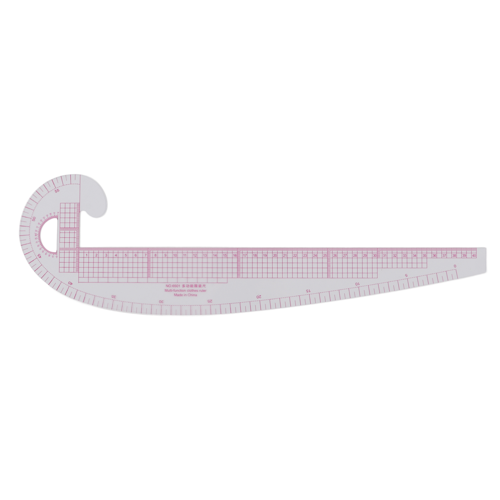 58 Cm Transparentes Gebogenes Lineal 6501, Hohe Präzision, Kunststoff Für Schnittmuster Und Design