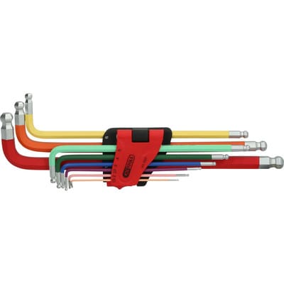 KS Tools Doppel-Kugelkopf-Innensechskant-Winkelstiftschlüssel-Satz, extrem lang, 9-tlg.