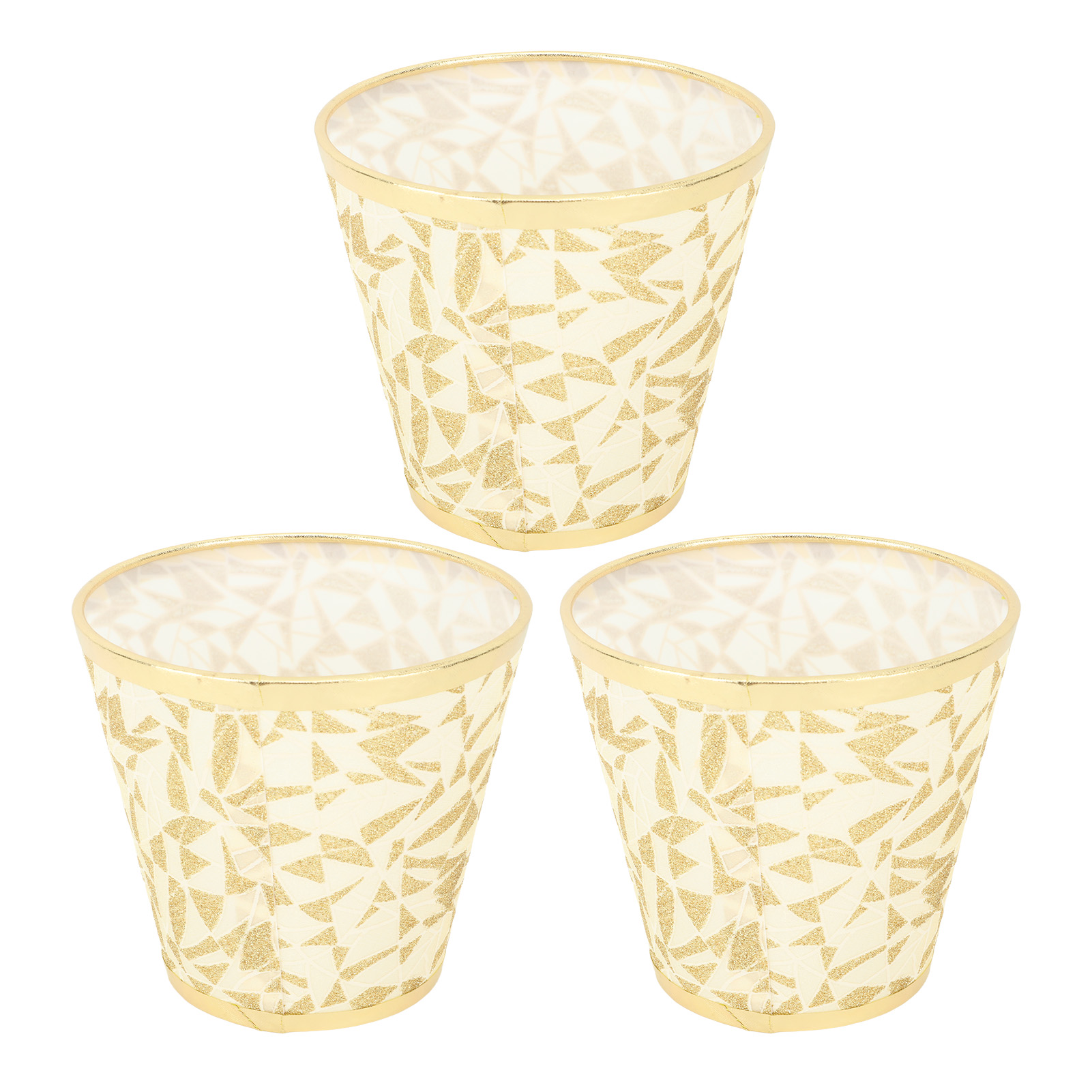 Moderne, Fassförmige, Aufsteckbare Stofflampenschirme Für E14-glühbirnen, Kronleuchter Und Wandleuchten, 3-teilig, Goldfarben