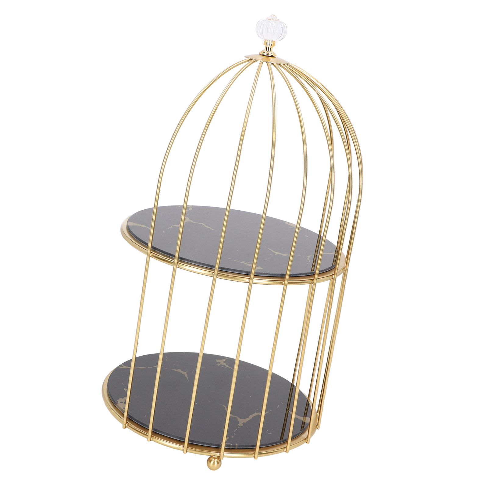 Set Aus Zwei Vogelkäfig-regalen, Badezimmer-dekoständer, Schminktisch, Goldener Rahmen, Schwarzer Sockel, Goldenes Muster