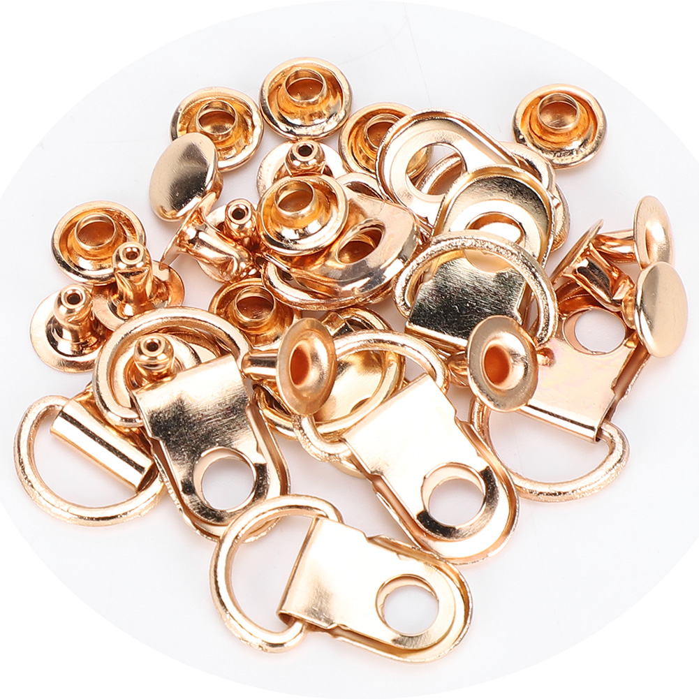 Packung Mit 100 D-ringen, Haken, Schnürsenkeln, Ösen Und Schlaufen Aus Vergoldetem Messing, 9 X 14 Mm, Für Schuhe, Leder, Taschen, Heimwerkerwerkzeuge Und Nieten