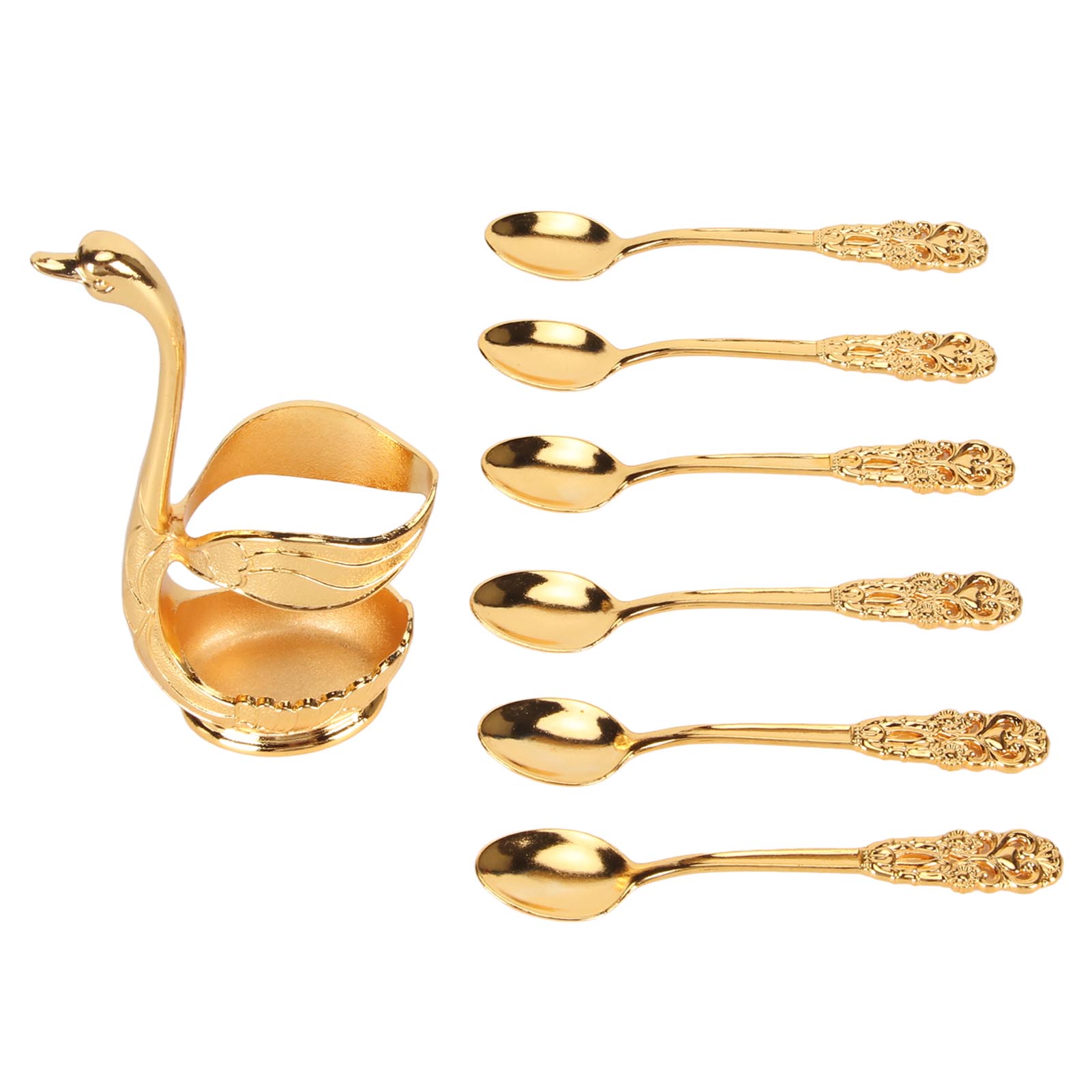 6er-set Teelöffel Mit Goldenem Ständer, Dekoratives Metall Für Desserts, Eiscreme Und Kuchen