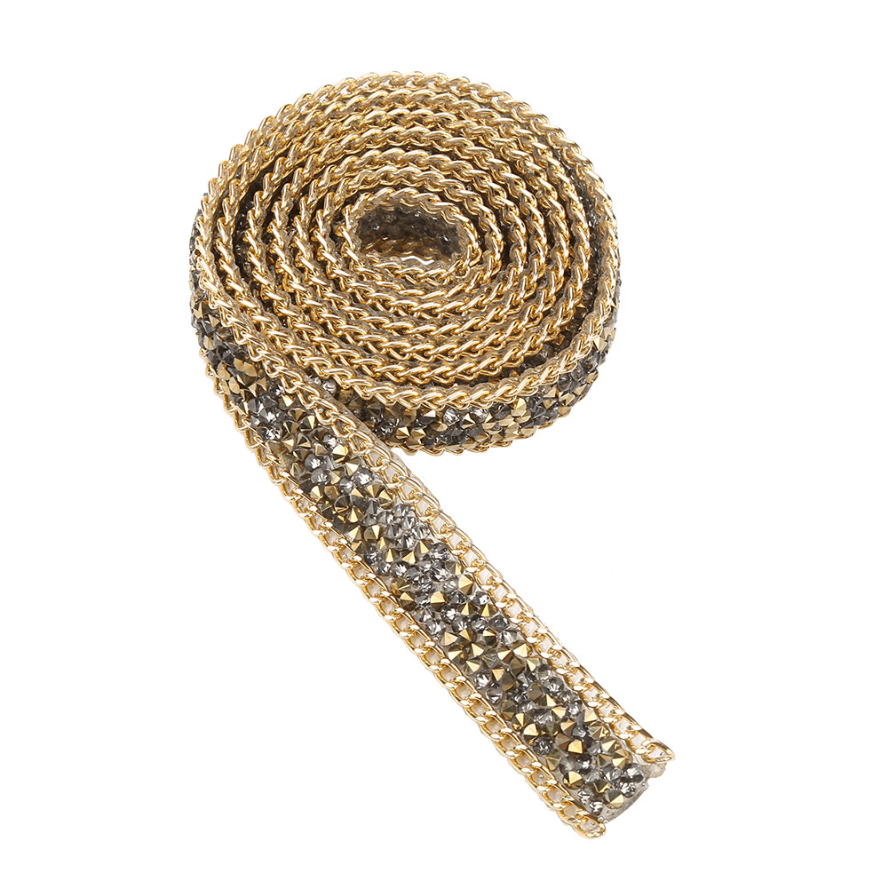 Doppelt Spitz Zulaufendes Strassband, 20 Mm Breit X 1 Yard Rolle, Goldfarbenes Diamantgewebe