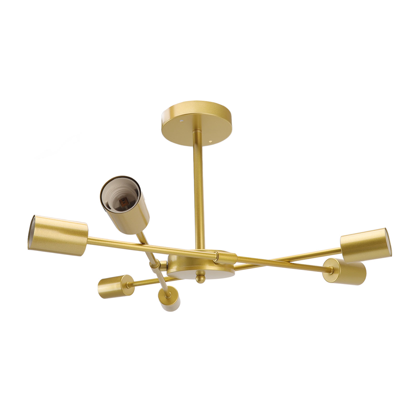 Sputnik 6-flammiger Kronleuchter, Moderne Industrie-retro-deckenleuchte, Goldfarbenes Metall, 110–220 V, Für Wohnzimmer, Restaurant, Bar, Schlafzimmer