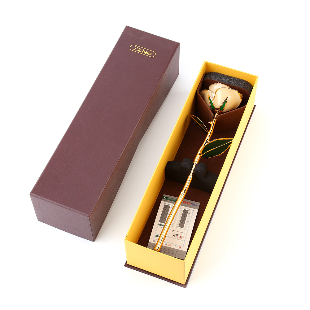 24-karätige Goldrose Mit Langem Stiel, Dekorative Blüte, Gerader Griff, Handgefertigt, Ideales Geschenk