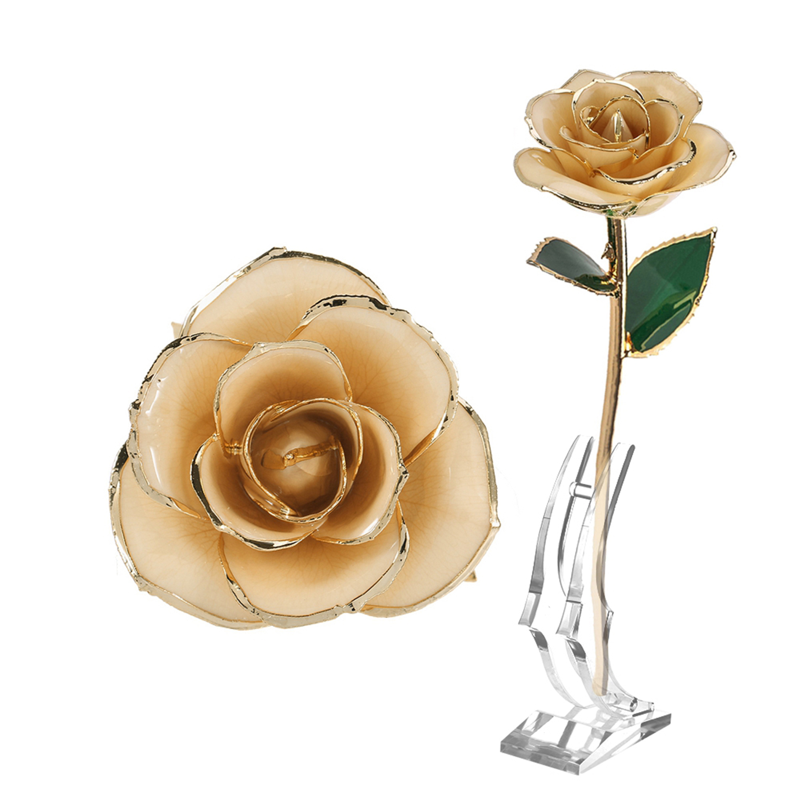 24-karätig Vergoldete Ewige Rose, Langer Stiel, Geschenkbox Mit Ständer, Ideal Für Sie (rose Mit Ständer)