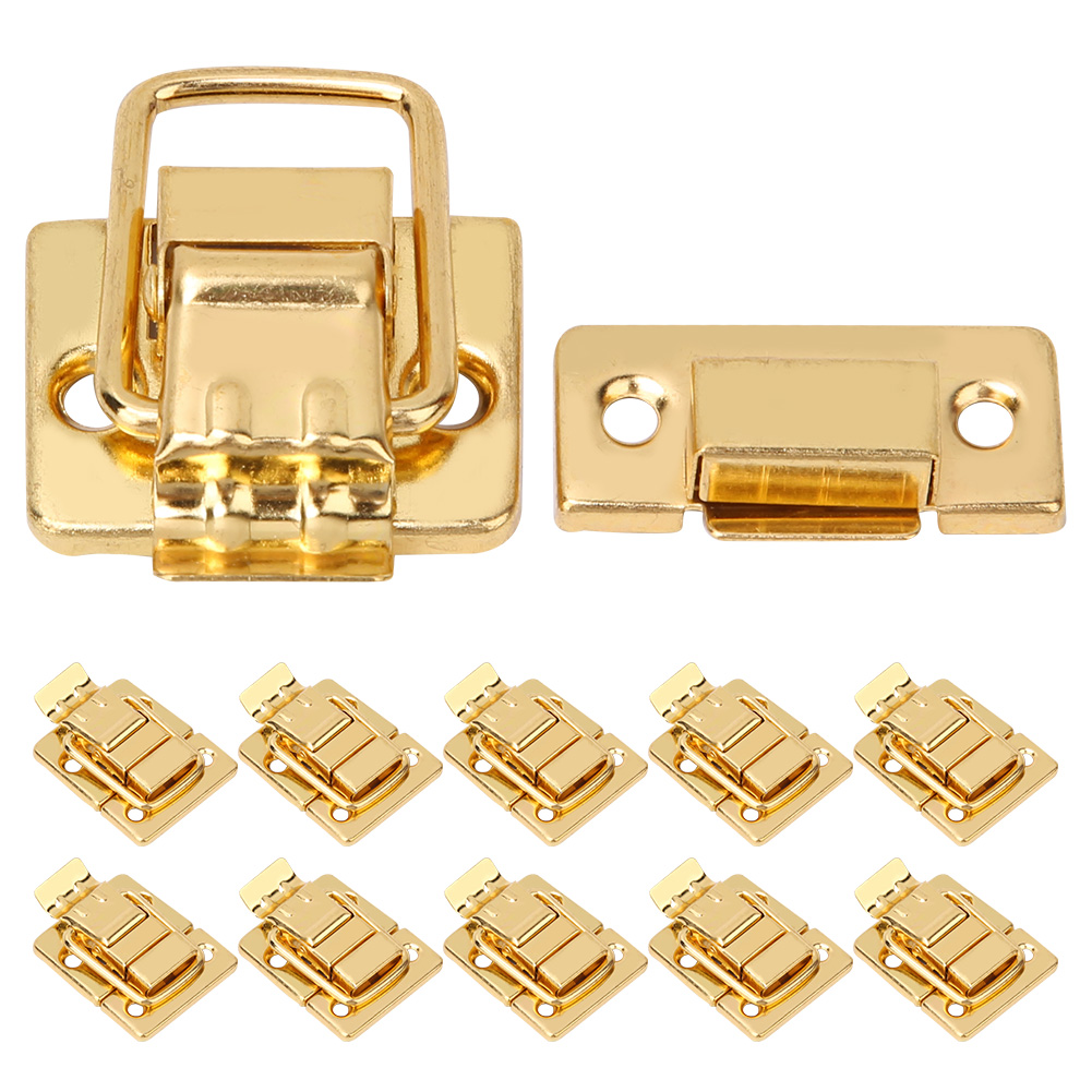 Set Mit 10 Vergoldeten Edelstahl-verschlüssen, Knebelverschlüssen Für Truhen, Kisten Und Koffer, Riegel 28 X 40 Mm