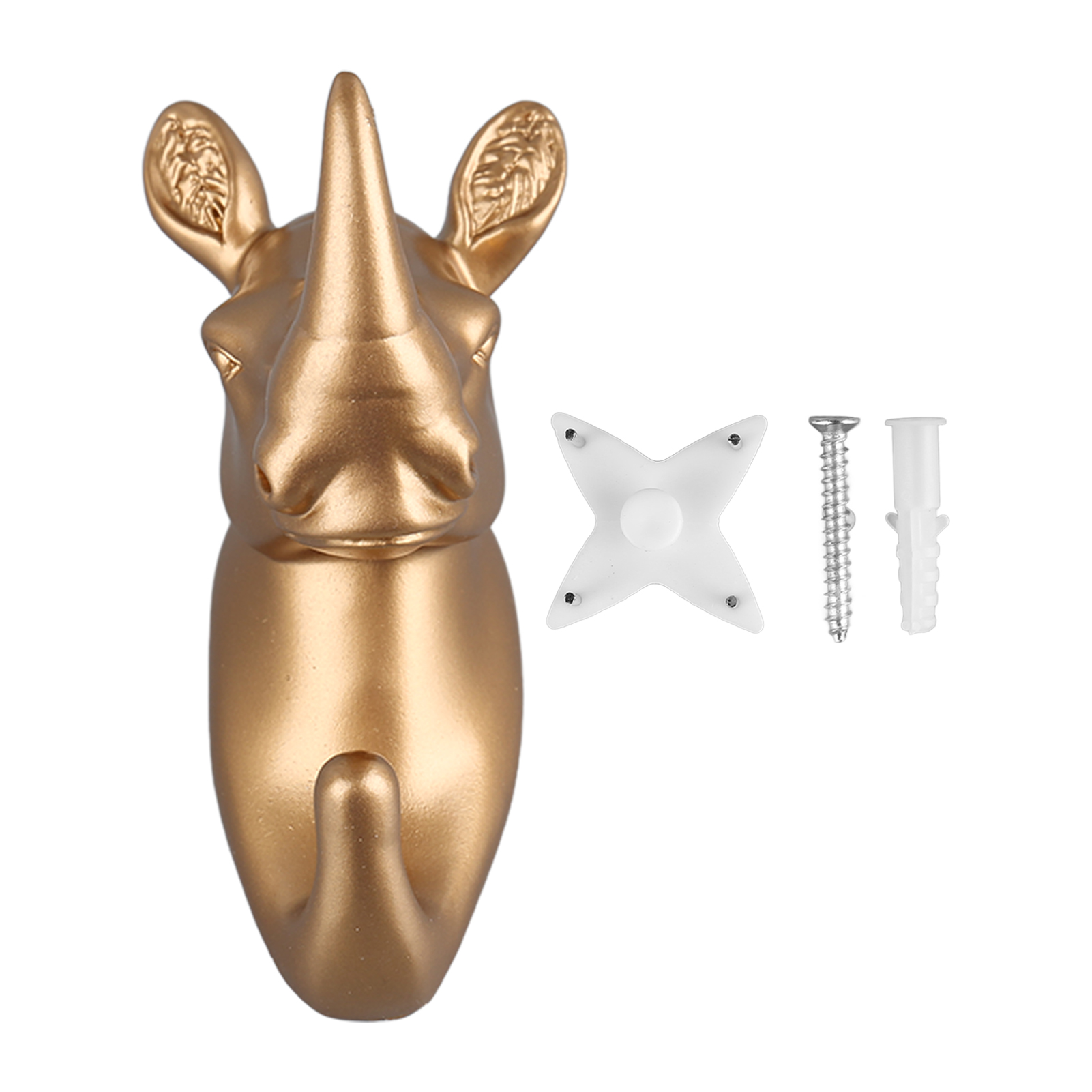 Set Aus Goldenen Wandhaken Aus Kunstharz, Nashornform, Dekorativer Halter Für Mäntel, Handtücher Und Schlüssel, Zur Wandmontage, 1 Stück