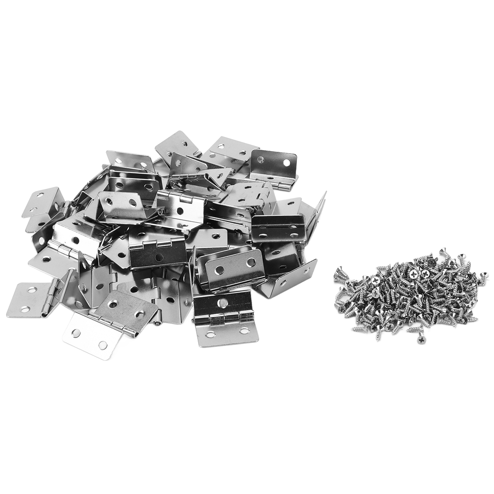 50 Robuste, Galvanisierte, Silberweiße Eisenscharniere Zur Reparatur Von Holzkisten Mit Schrauben