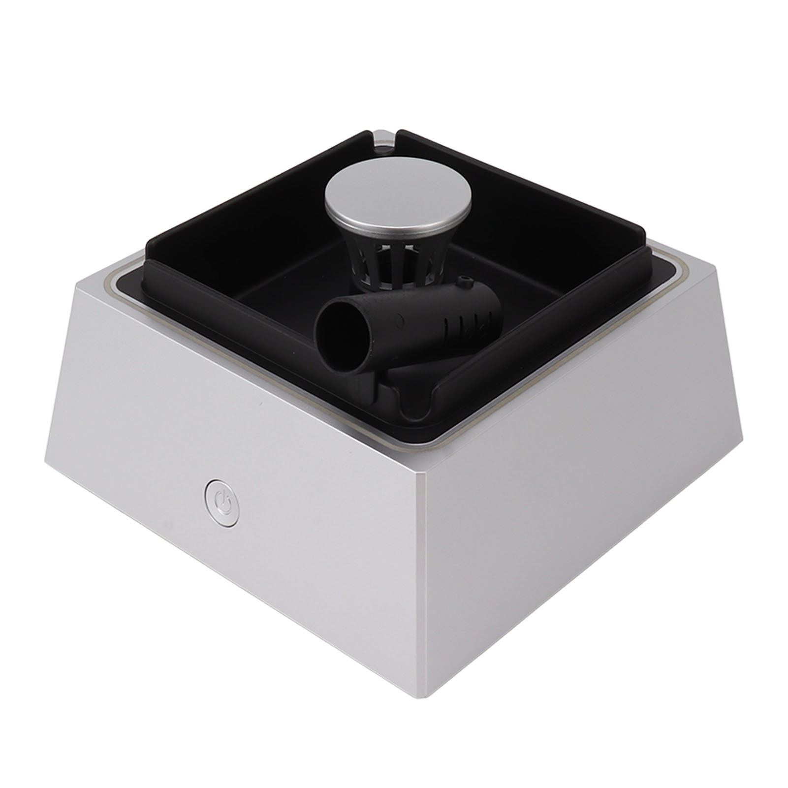 2-in-1 Luftreinigungs-aschenbecher, Rutschfest, 1200 Mah, Leicht, Usb Typ-c, Rauchfrei, Für Drinnen Und Draußen, Silber