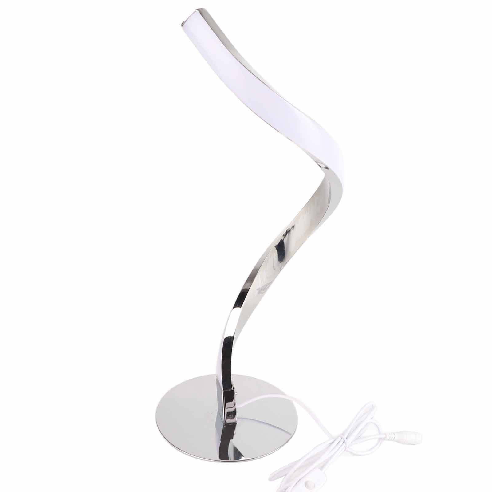 S-förmige Led-tischleuchte Mit Spiralform, Kleine Leselampe Für Den Nachttisch, Eu-stecker 100-240 V (silber)
