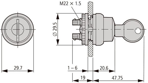 Eaton Schlüsseltaste 3 Stellungen M22-WRS3-MS2