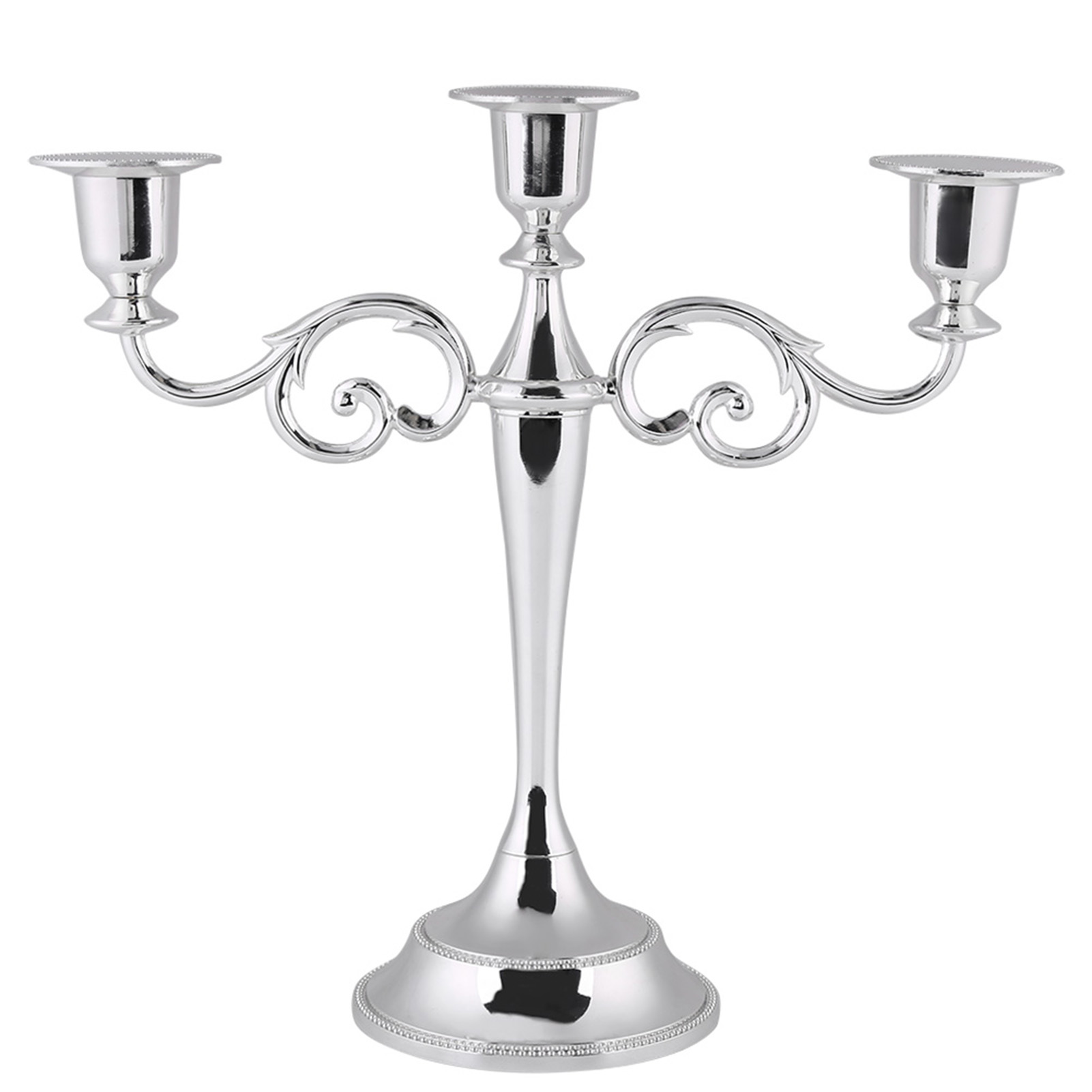 Dreiarmiger Kerzenständer Aus Metall, Kandelaber Im Europäischen Stil, Hochzeitsleuchter, Heimdekoration (silber)
