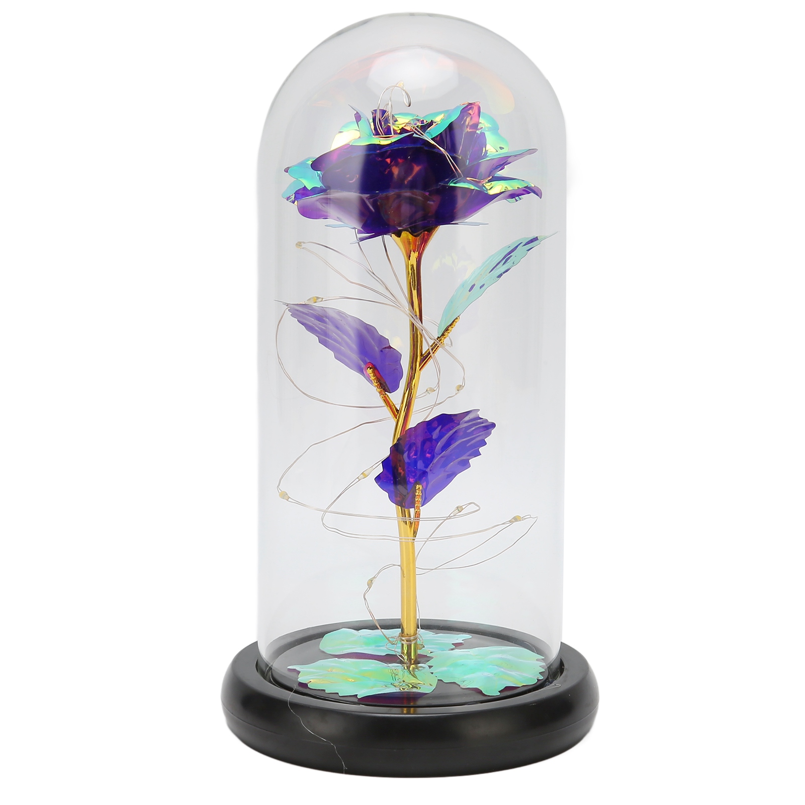 Rose Unter Einer Glaskuppel Mit Led-beleuchtung, Künstliche Blume, Leuchtendes Geschenk Für Frauen, Mütter, Großmütter Und Ehefrauen, Lila