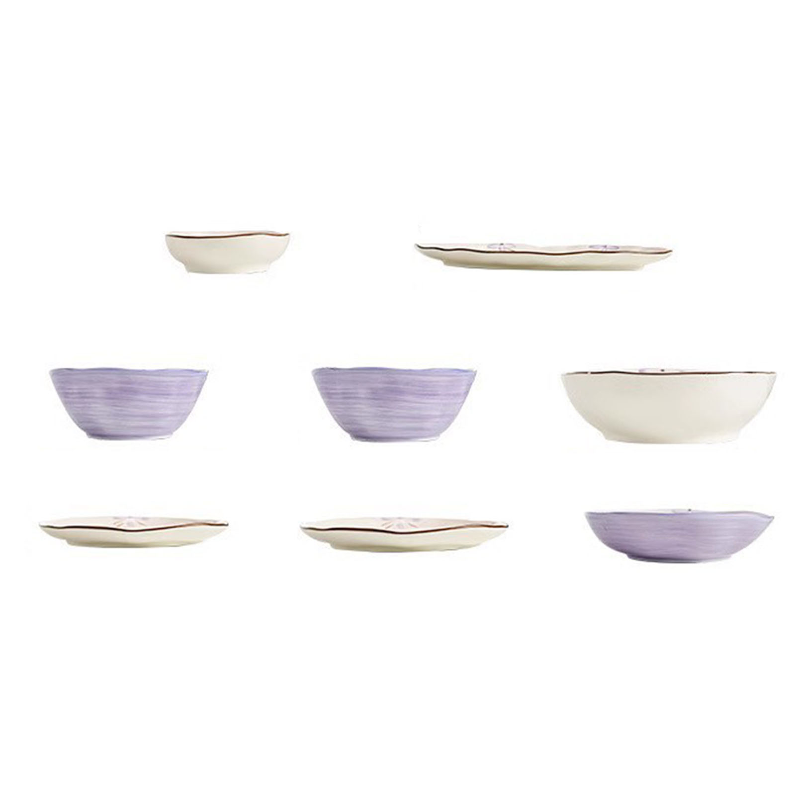 5-teiliges Set Wunderschöner, Lila Keramikschüsseln, Elegante Suppenschüsseln Für Salat, Pasta, Reis Und Desserts