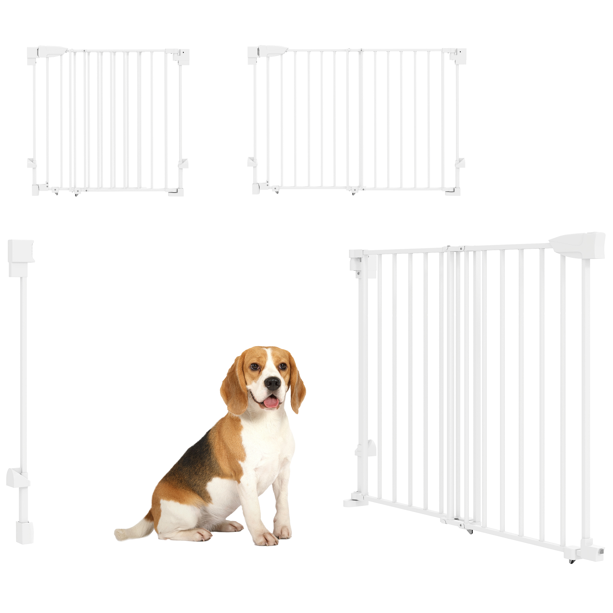 Hundesicherheitsgitter, 74,5–111,5 X 74,5 Cm, Für Treppen, Mit Automatischer Schließung, Einhändig Zu Öffnen, Weiß