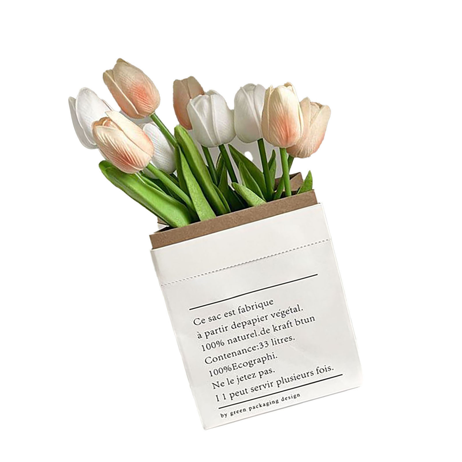 Künstliche Tulpe Mit Detailreichem Design, Leuchtenden Und Langlebigen Farben, Kunststoffblumen Für Büro, Wohnzimmer, Fotografie, Weiß Und Champagnerfarben.