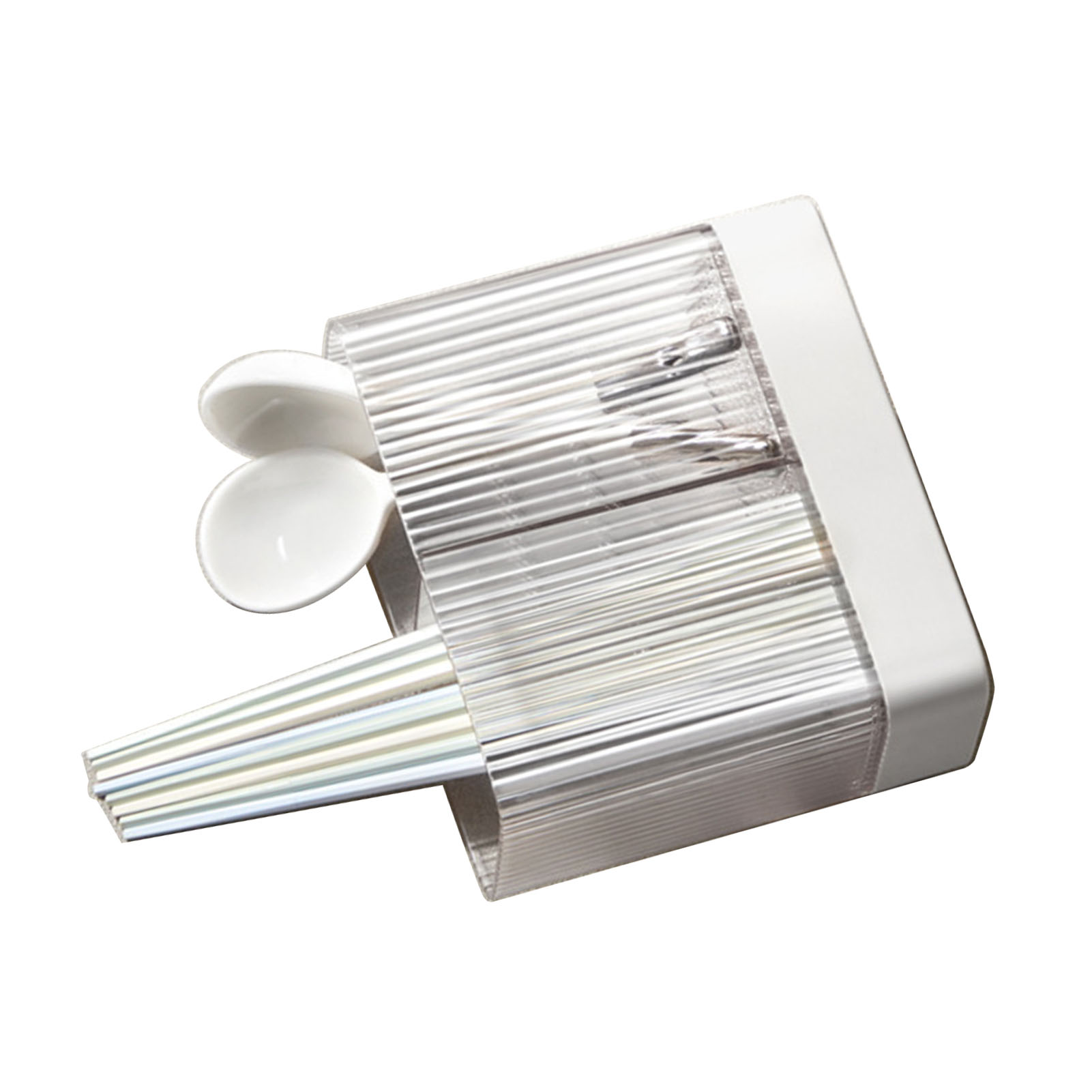 Multifunktionaler, Wandmontierter Küchenutensilienhalter Aus Abs, Weiß, Aufbewahrungsbox Mit Abtropffläche Für Essstäbchen, Löffel Und Gabeln, Ideal Für Küchenarbeitsplatten.