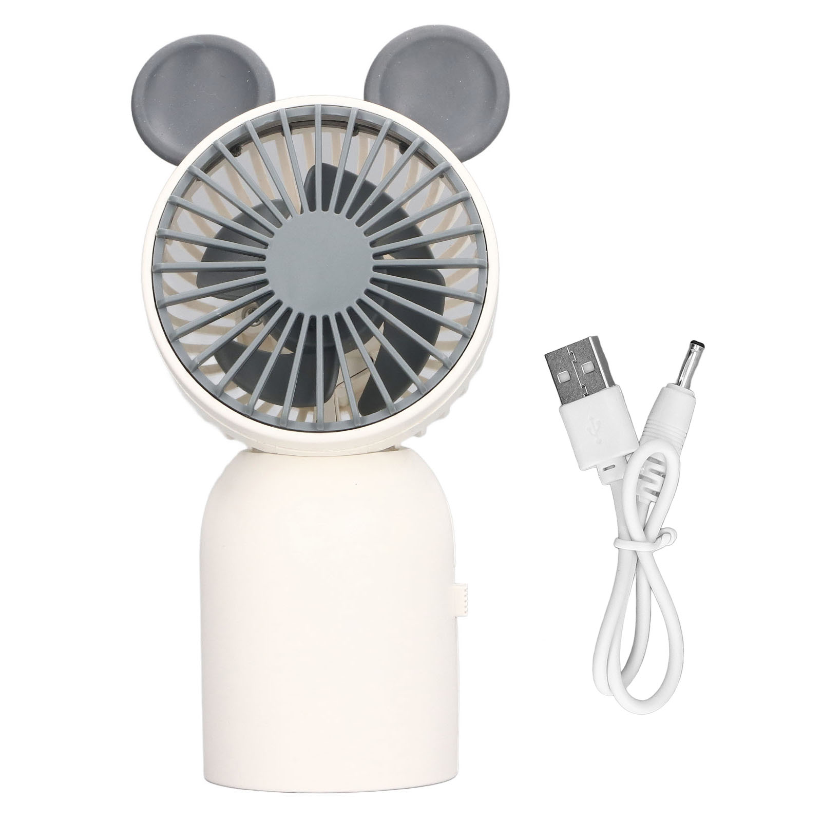 Mini-ventilator In Niedlicher Cartoon-mausohrform, Tragbar, Weiß, Handventilator Für Schüler Und Büro, Kleiner Usb-ventilator