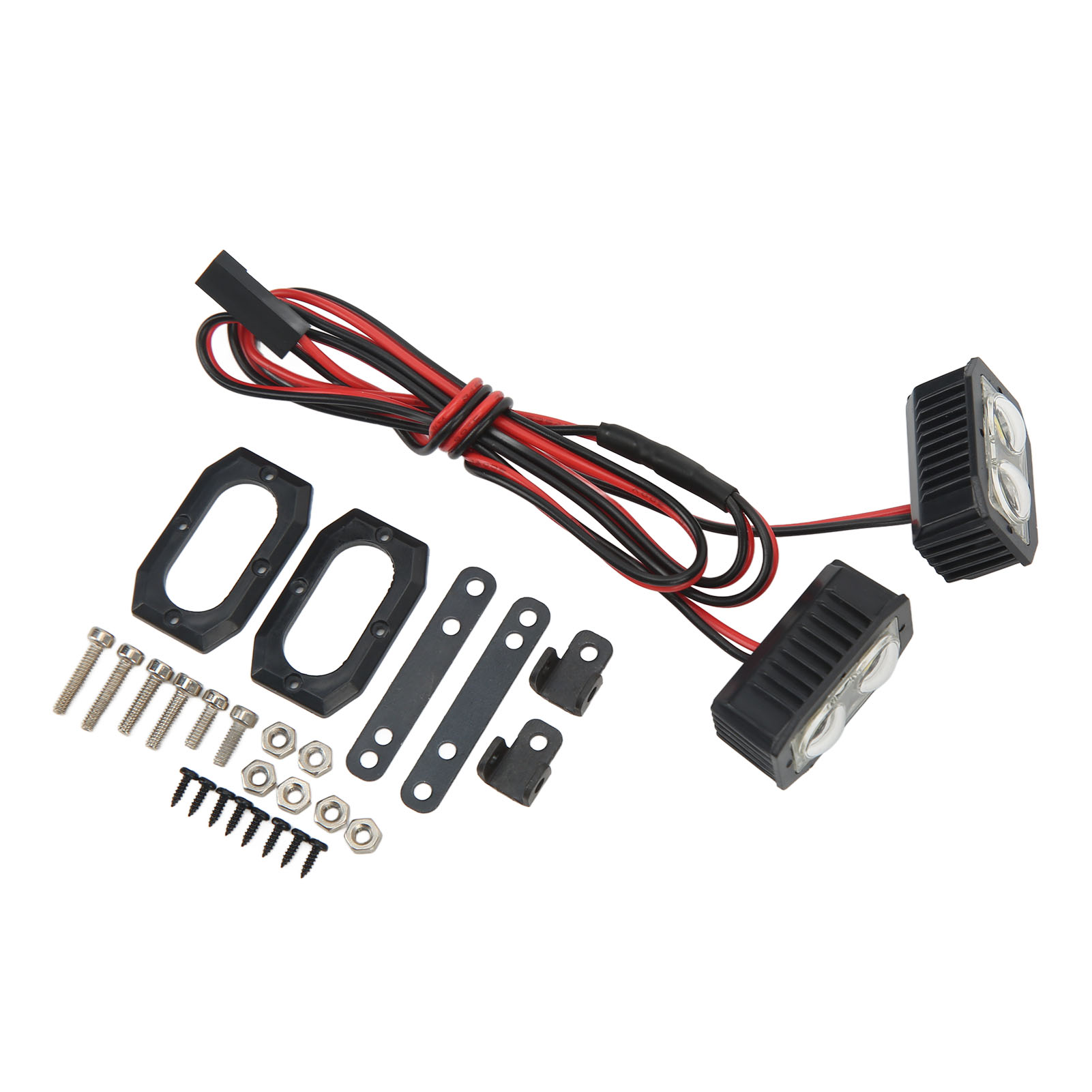 Rc-scheinwerfer Mit 4 Weißen Leds, Kunststoffgehäuse, 2,54-mm-jr-stecker, Abnehmbaren Halterungen, Rc-scheinwerfer Für 1:10-modelle (5–7,4 V)