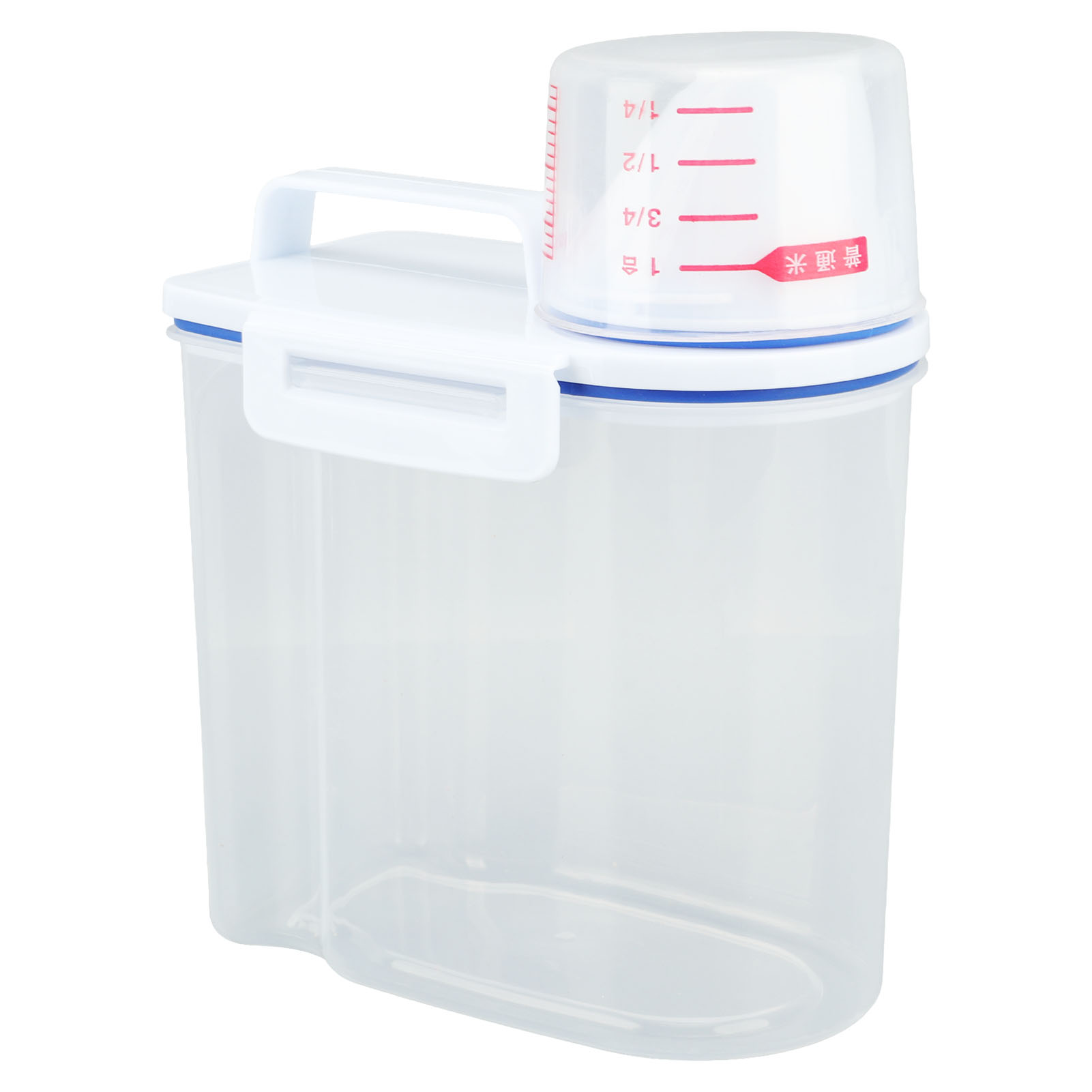 Reisaufbewahrungsbehälter, Müslibehälter, Luftdichter Lebensmittelspender Mit Ausgießer Und Transparentem Messbecher, 1,5 Kg, Weiß