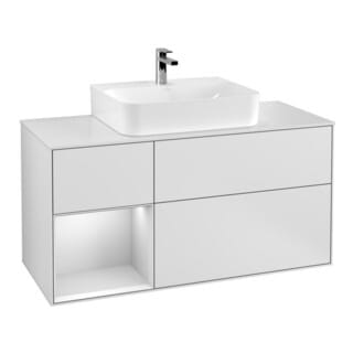 V&B Waschtischunterschrank Wandbeleuchtung Finion 120cm, Pl w m, Rg l wh. m Lac, wh. m Lac