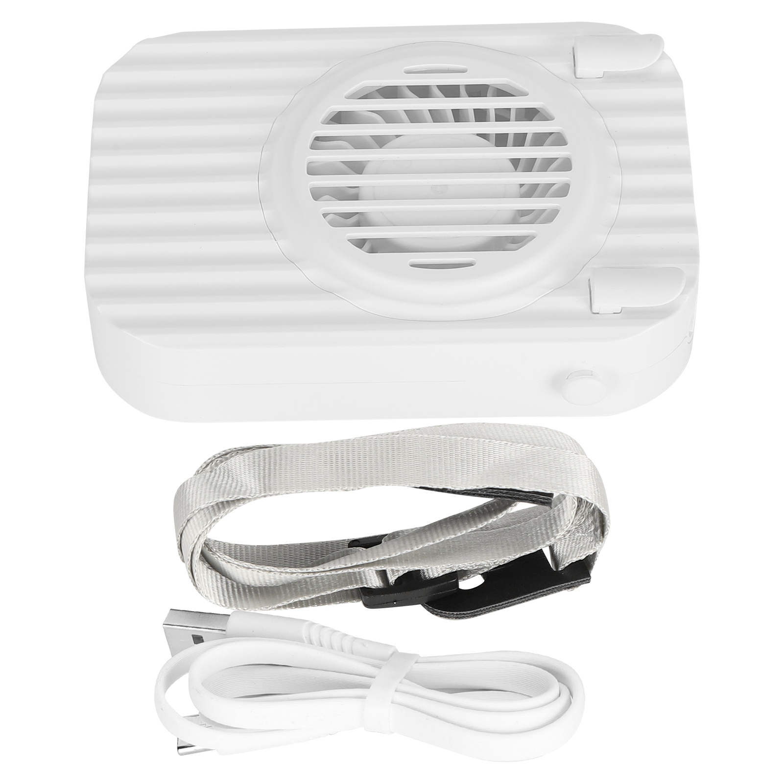 Mini-usb-ventilator Zum Aufhängen Mit 3 Geschwindigkeitsstufen, Tragbar, Freihändig, Weiß