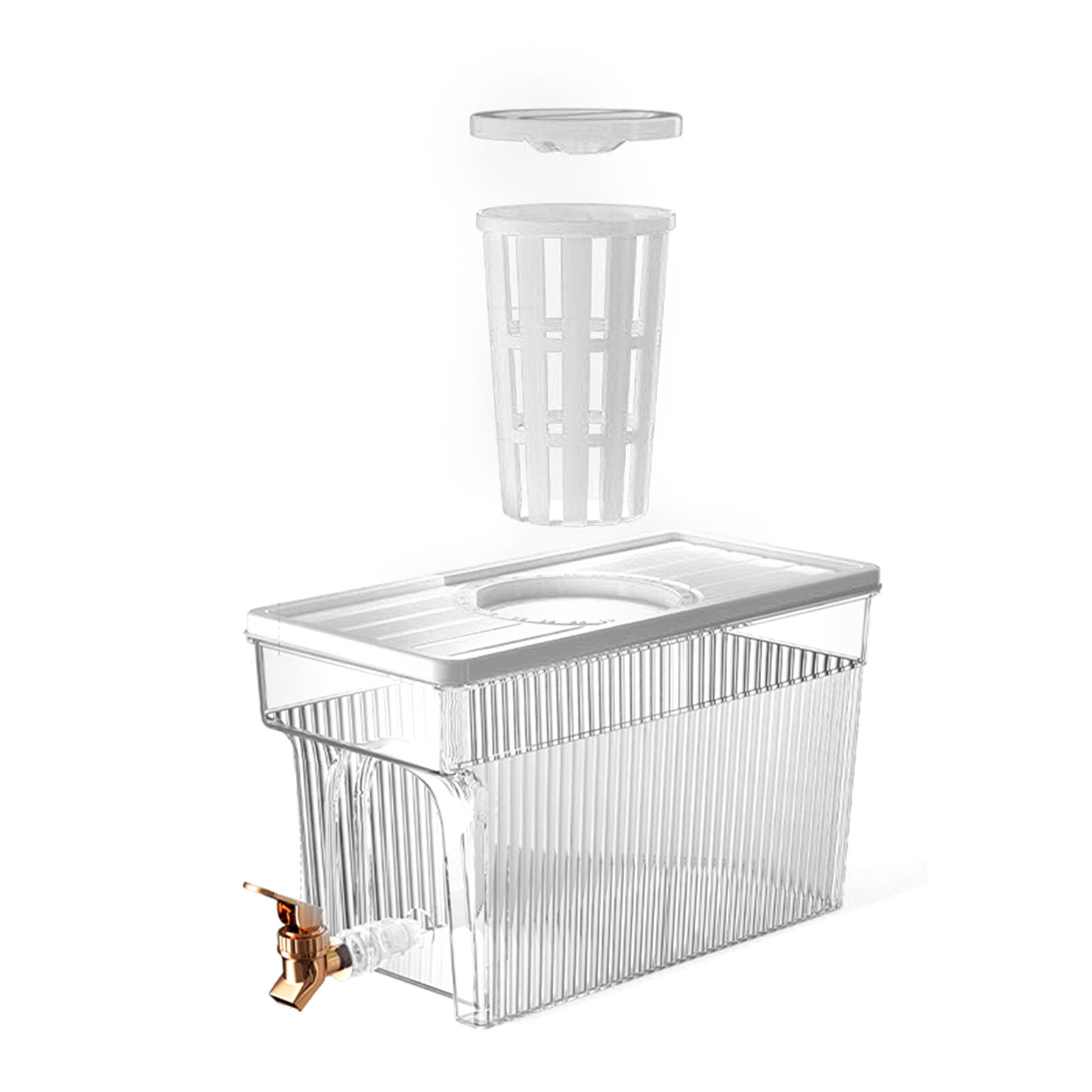 Kaltwasserkrug Mit Zapfhahn, 3 L, Pet-wasserspender, Filter, Kühlschrank-getränkebehälter Für Zuhause Und Partys, Weiß