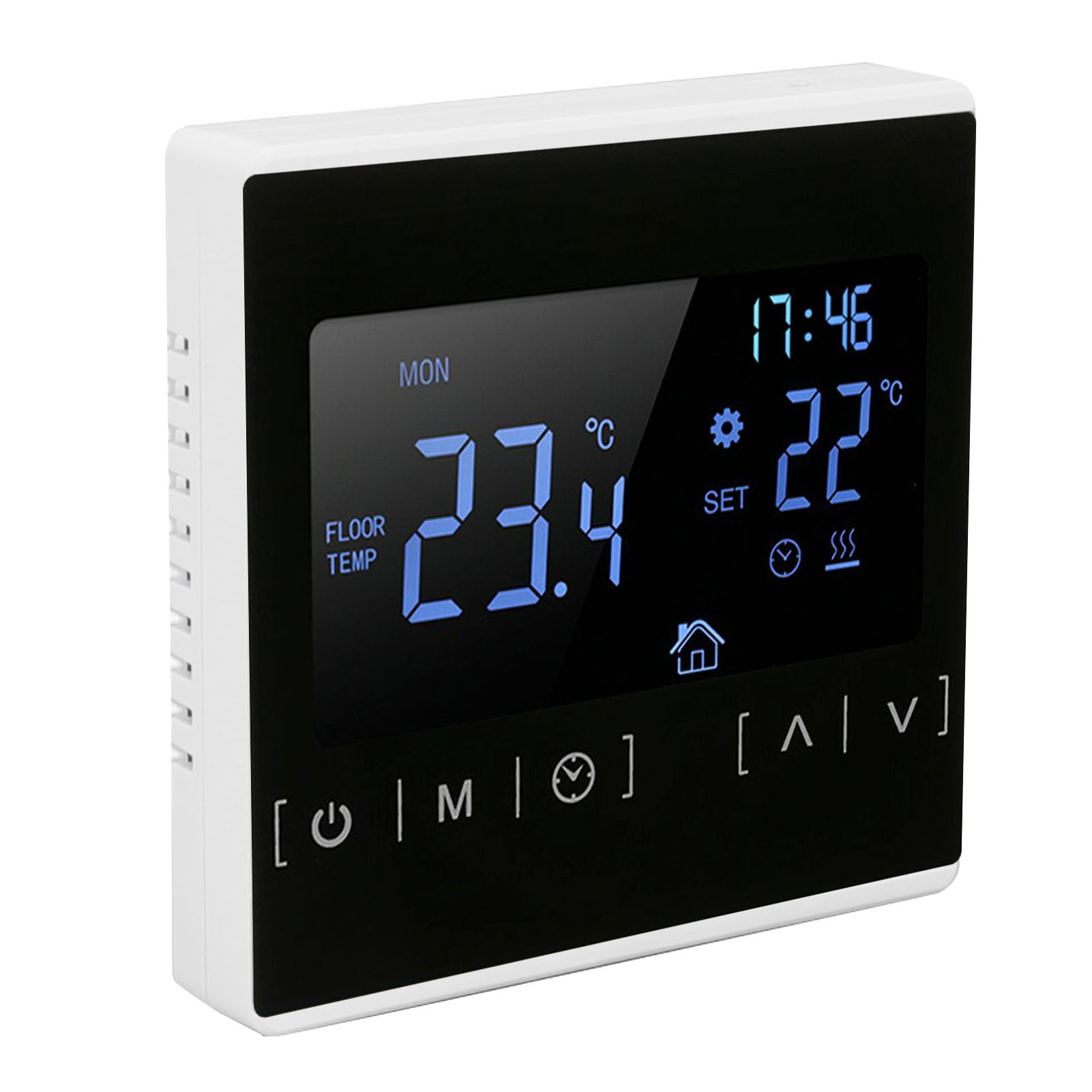 Intelligenter Temperaturregler Für Fußbodenheizung, Hintergrundbeleuchteter Touchscreen, Dualsteuerung, Hohe Leistung, Ac 85–240 V, Weiß
