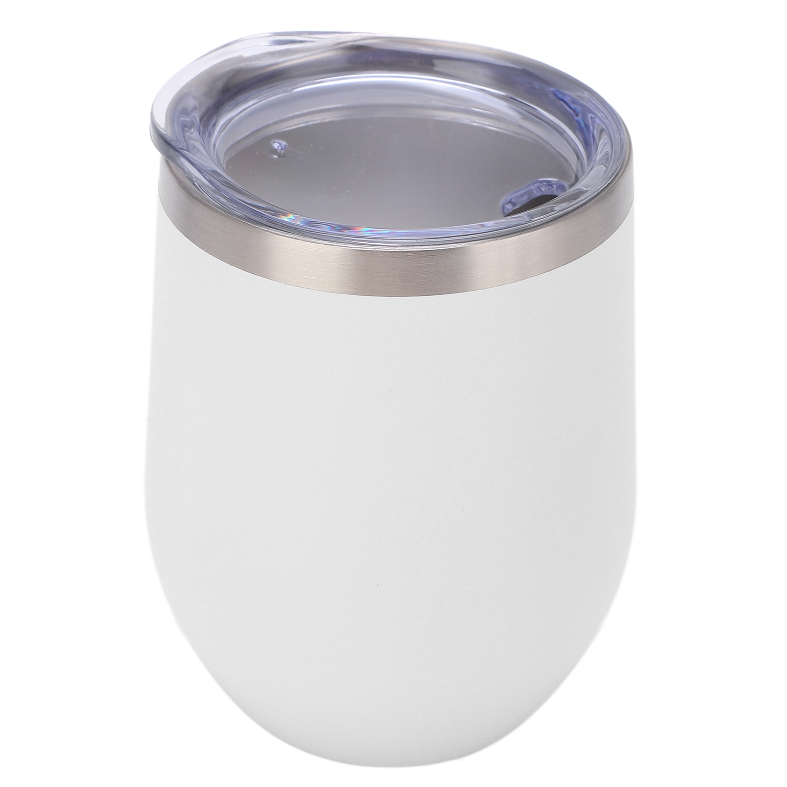 12-oz-edelstahl-weinglas Ohne Stiel, Doppelwandig, Vakuumisoliert, Mit Weißem Deckel Für Kaffee, Cocktails Und Eis