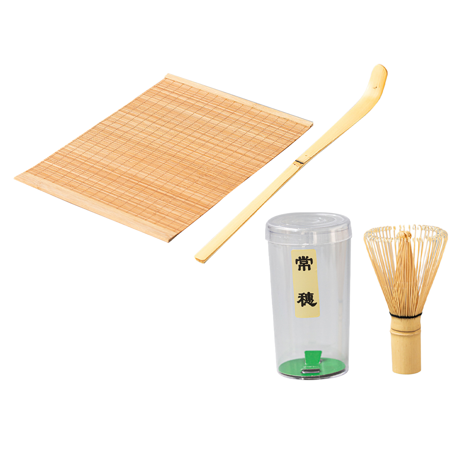 Matcha-tee-set Aus Bambus Mit Beutel, Löffel, Schneebesen Und Weißer Matte (geschenk)