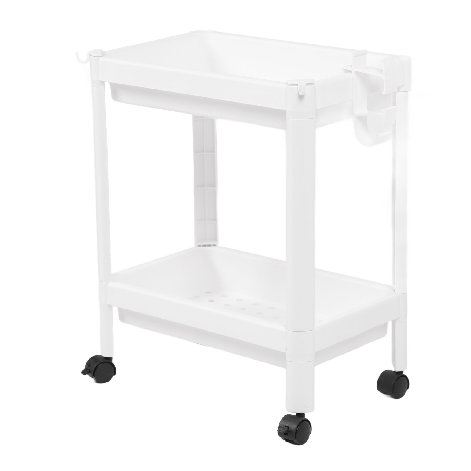 Set Aus 2 Weißen Kunststoff-turmregalen Für Badezimmer, Multifunktionale, Freistehende Aufbewahrung Mit Rollen, Ideal Für Schlafzimmer Und Küche