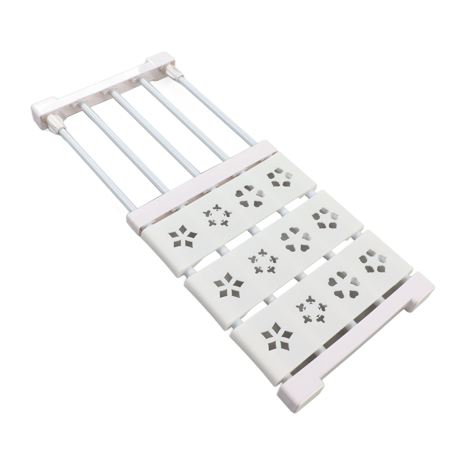 Ausziehbares Weißes Kleiderschrankregal-set, Kein Bohren Erforderlich, 24 Cm Breit, 38–55 Cm Lang, Teleskopierbar, Kleiderorganizer/kleiderteiler
