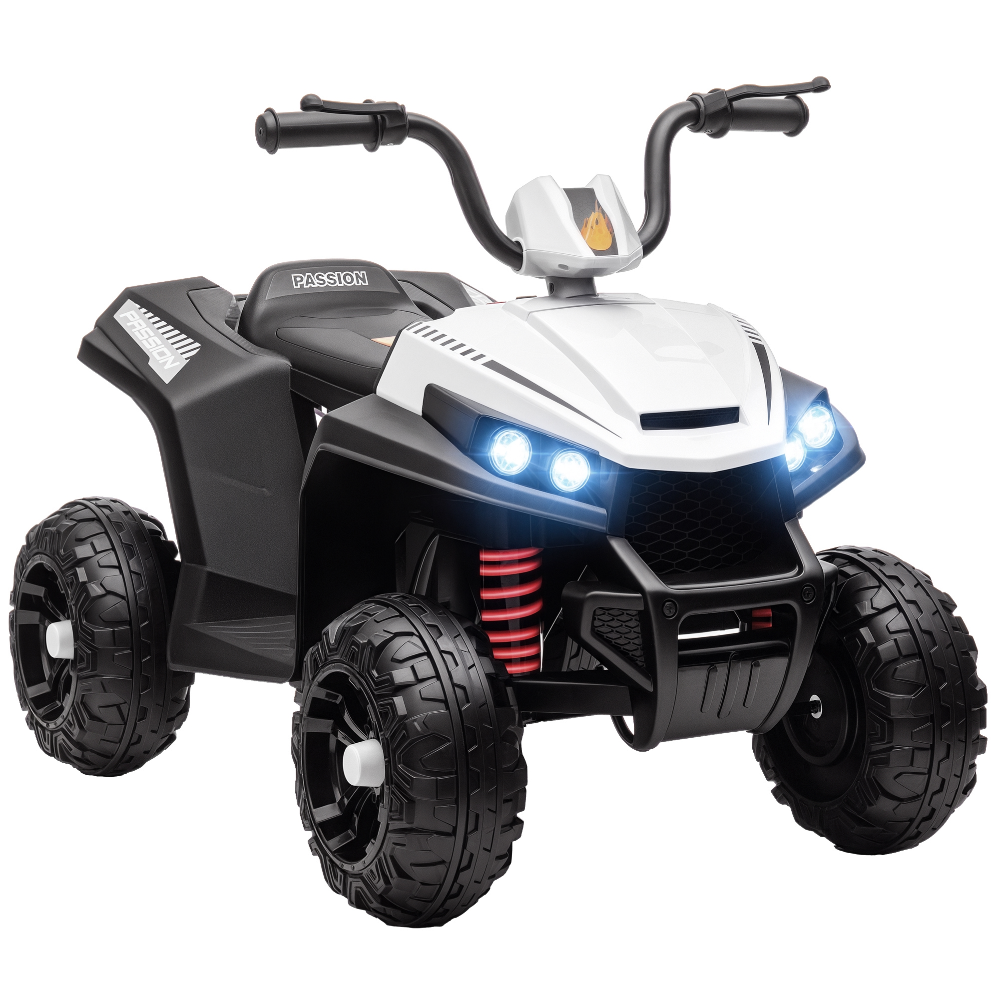 Elektrisches 12-v-quad Für Kinder Mit 2 Motoren, Federung, Led-scheinwerfern, Mp3-player, 37–60 Monate, Für Drinnen Und Draußen, Weiß
