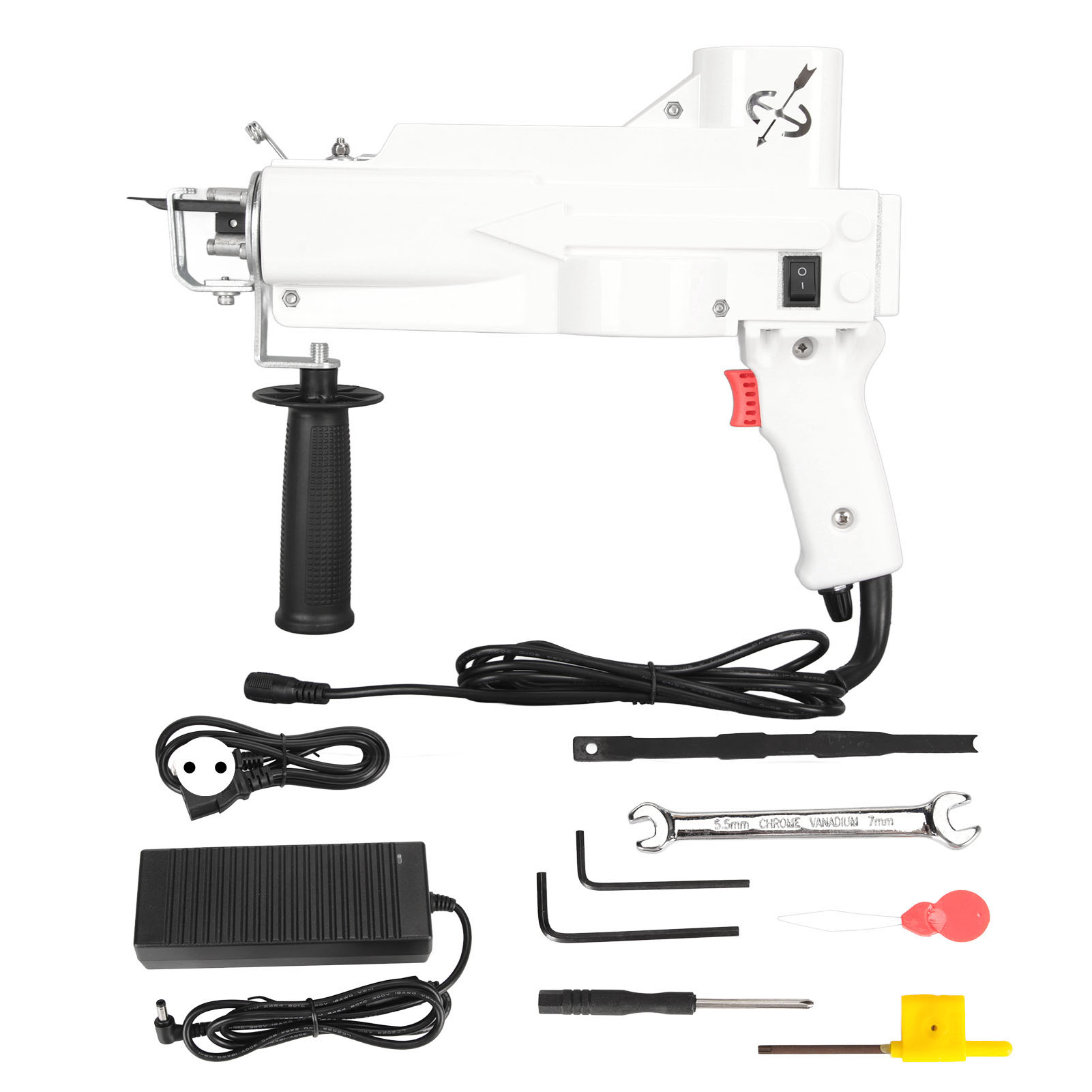 2-in-1-tuftingpistolen-set, Tragbare Teppichtuftingmaschine, Weiß, 100–240 V Eu-stecker