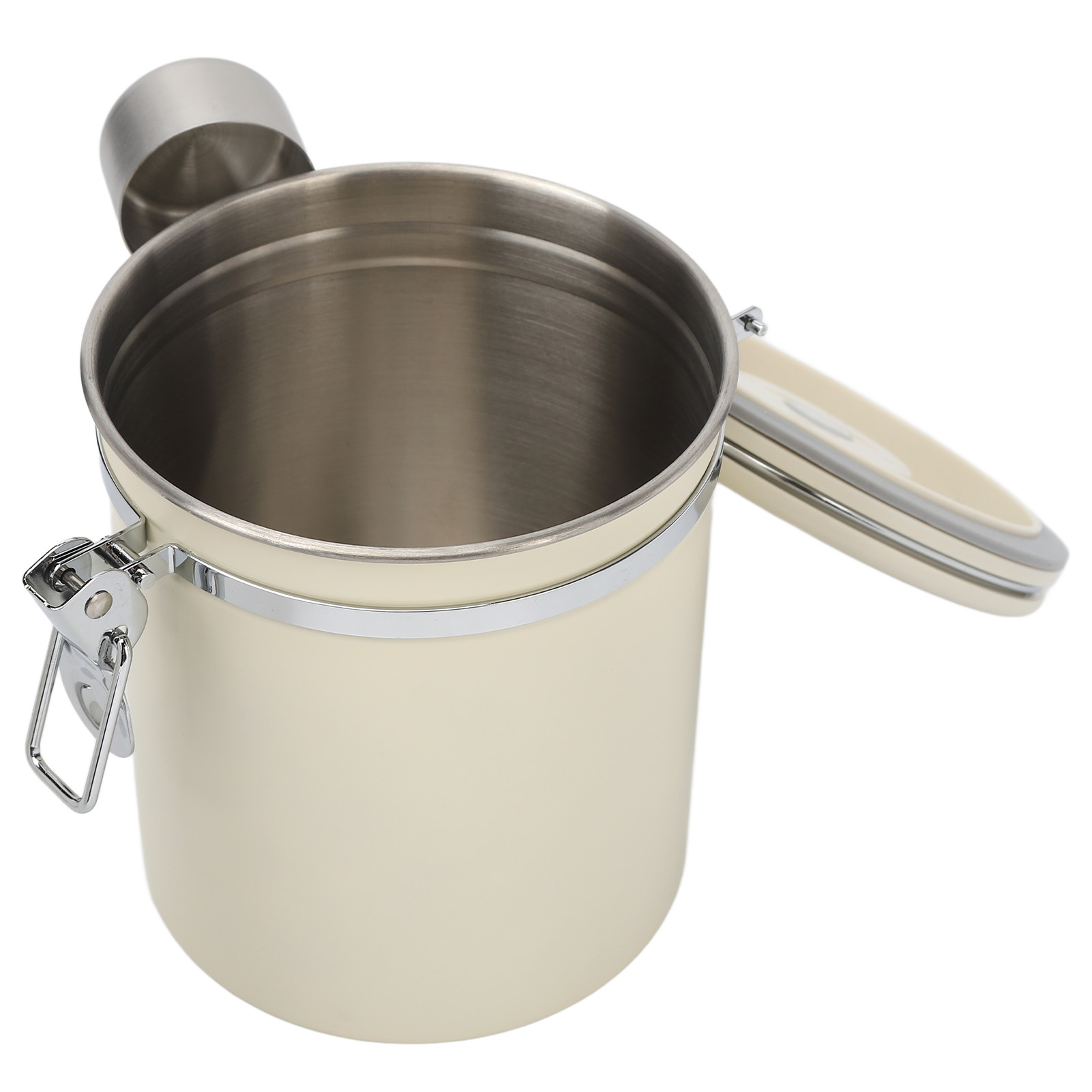 Luftdichte Edelstahl-kaffeedose Für Die Küche, Vorratsbehälter Mit Löffel Für Bohnen, Tee, Mehl, Müsli, Zucker, Weiß, 1,2 L