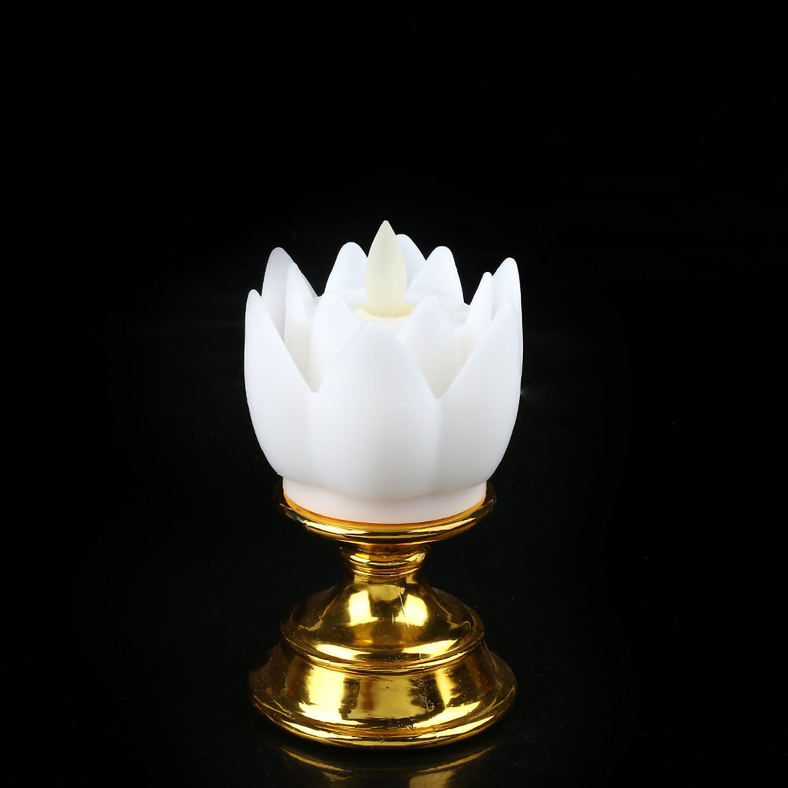 Led-lotuslampe, Lotusblütenkerze, Sanftes Licht, Weiße Buddha-dekoration