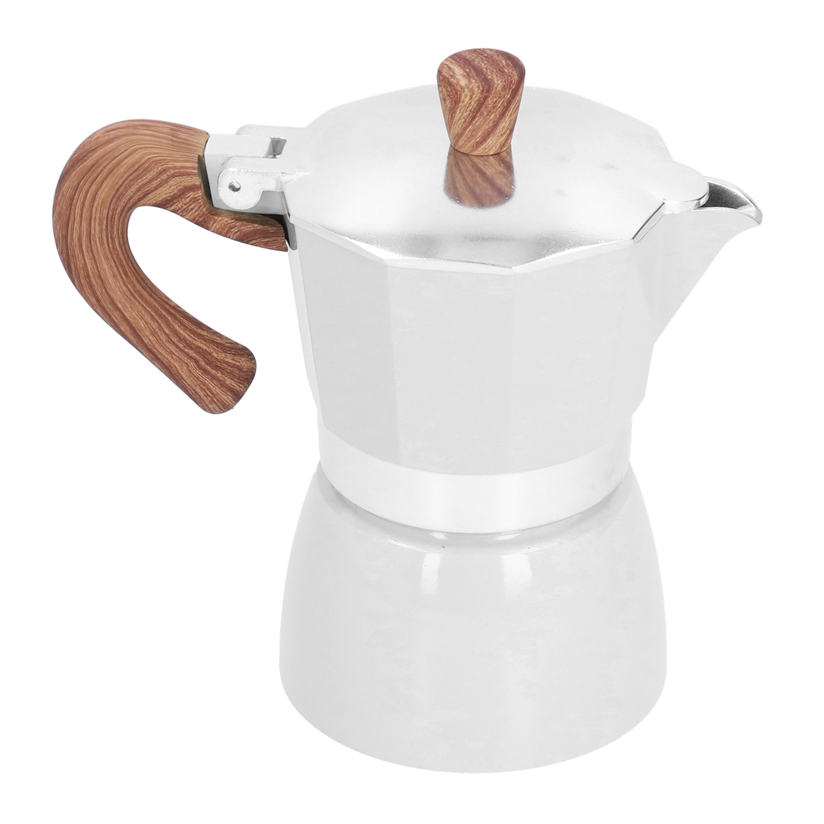 Achteckige Mokkakanne Aus Aluminium (150 Ml), Praktisch Für Zuhause, Büro Und Küche, Cremeweiß